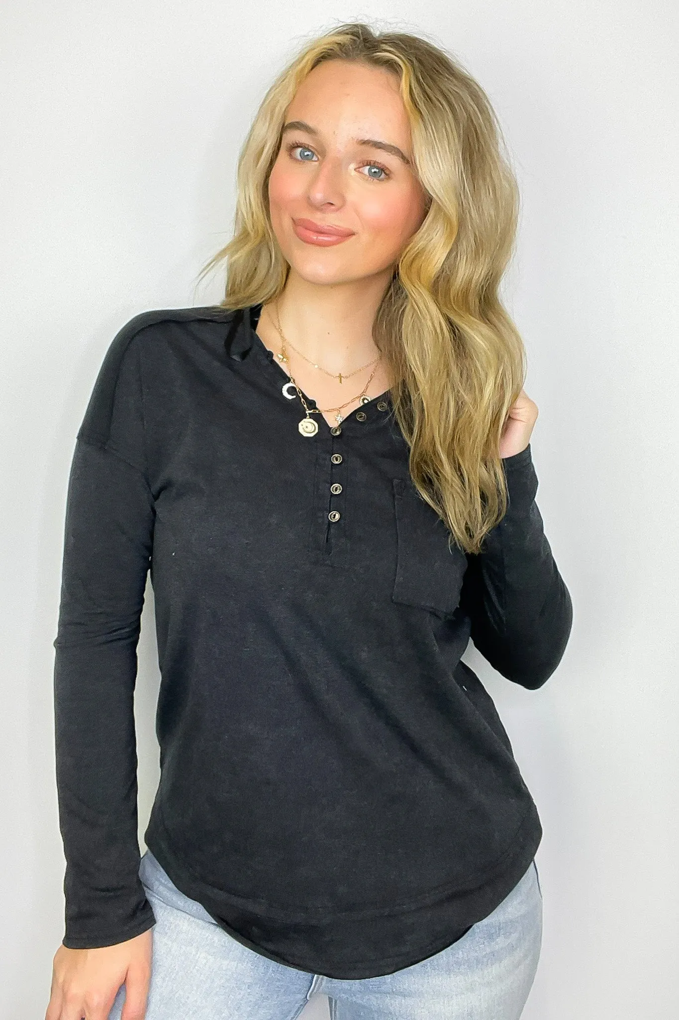 Robyn Mineral Washed Henley Top