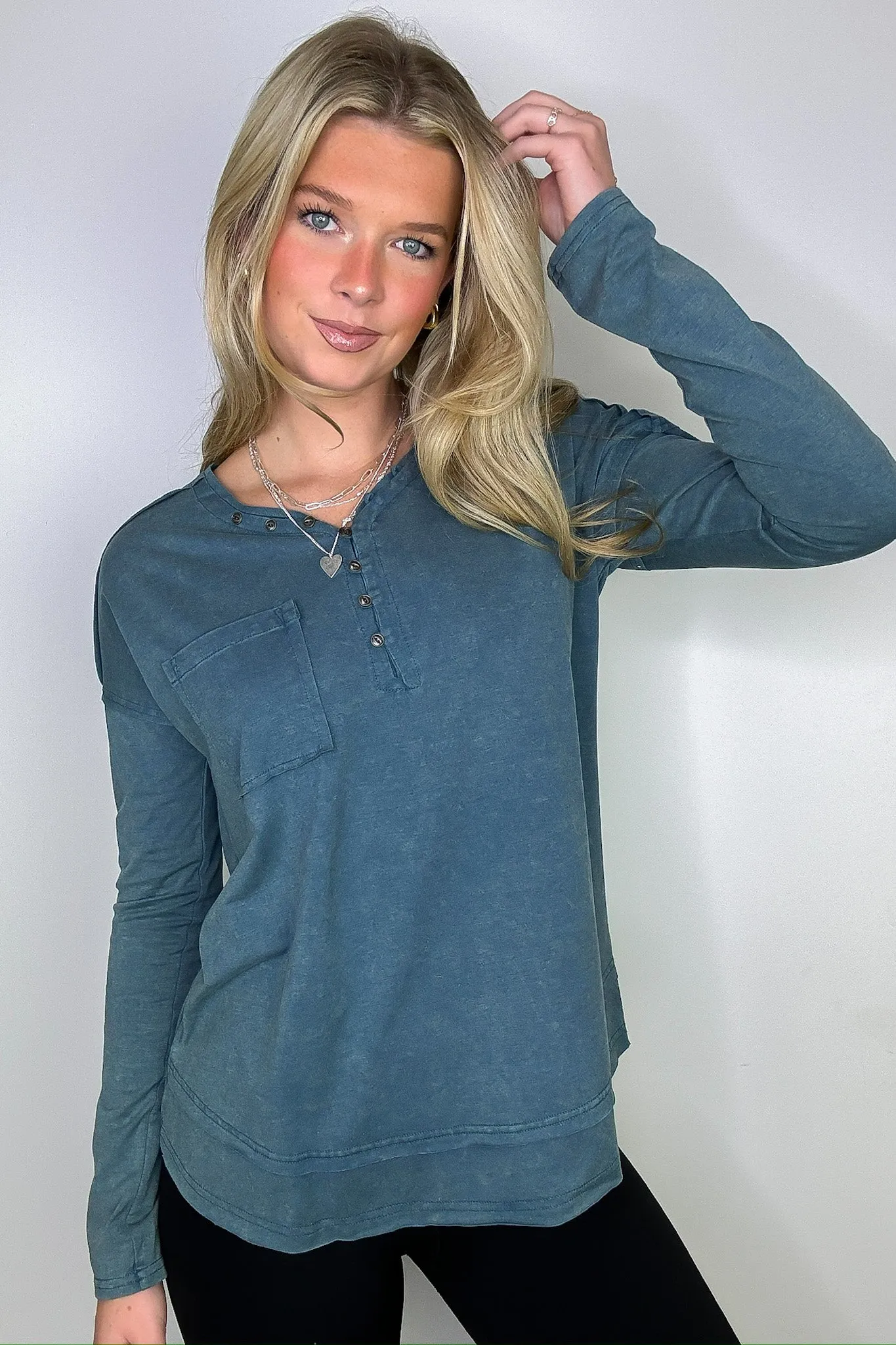 Robyn Mineral Washed Henley Top