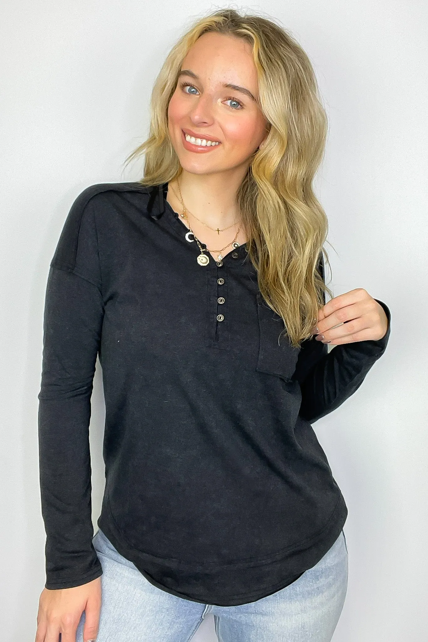 Robyn Mineral Washed Henley Top