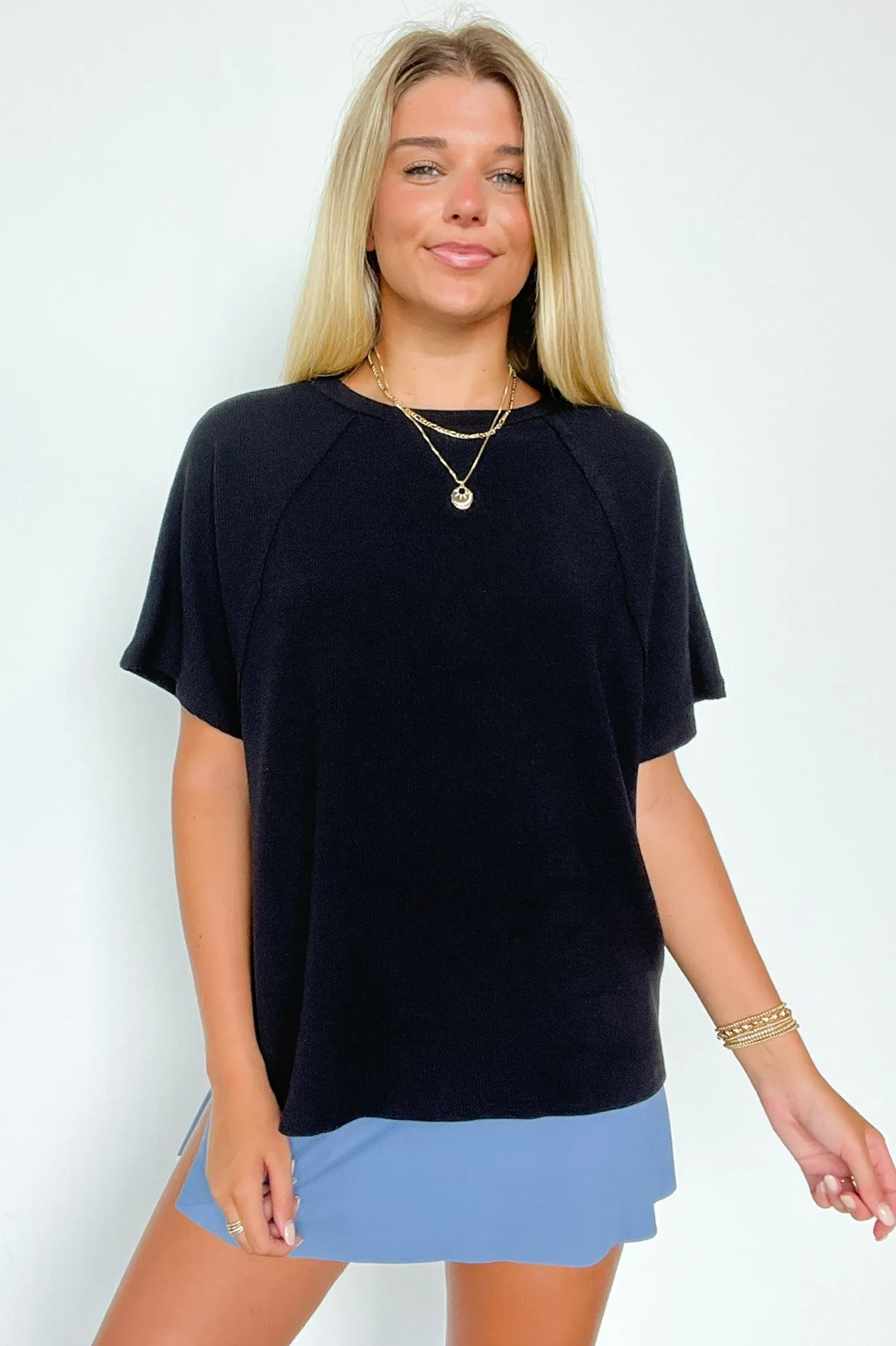 Roll With It Mini Ribbed Knit Relaxed Fit Top - FINAL SALE