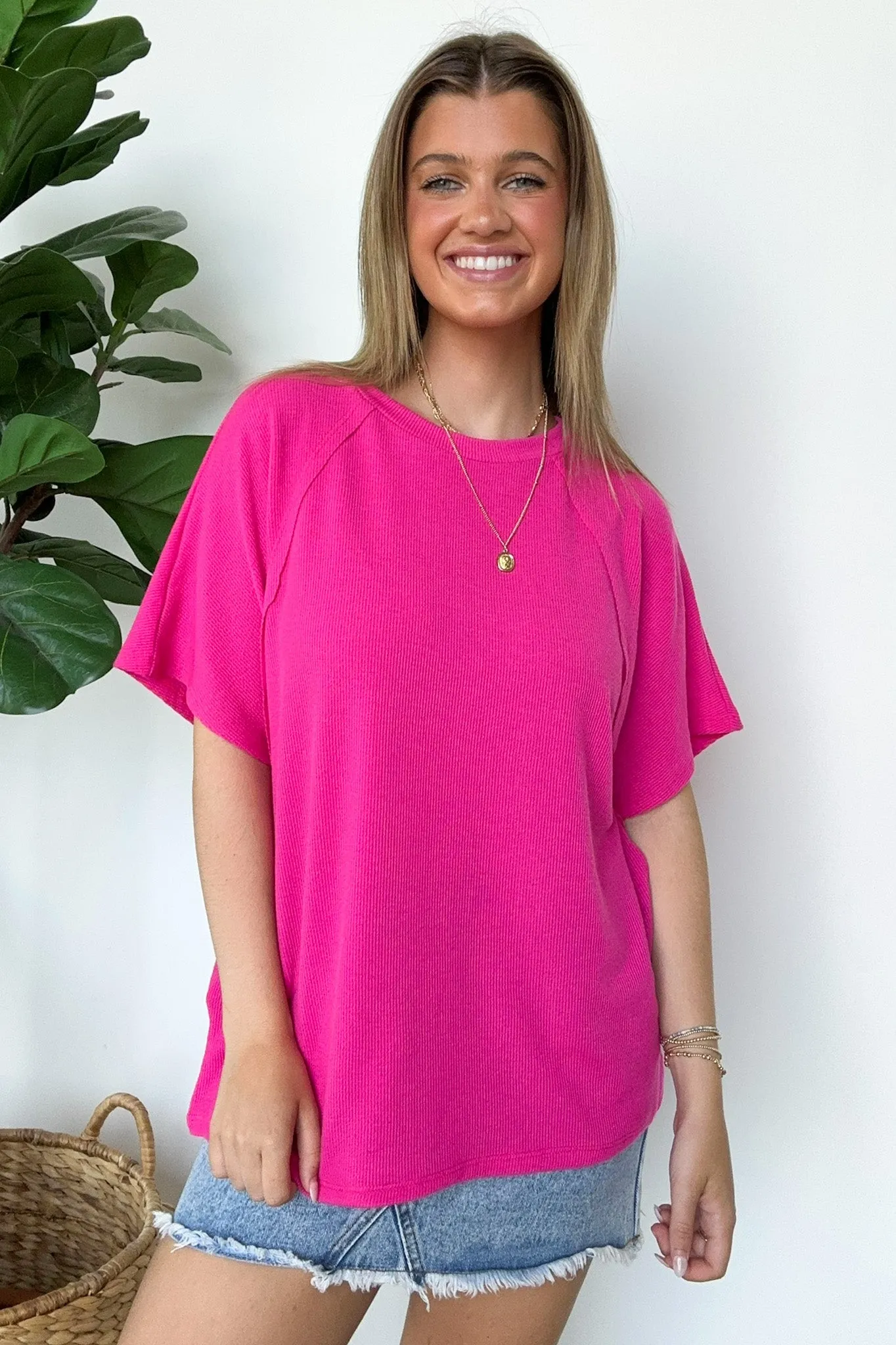 Roll With It Mini Ribbed Knit Relaxed Fit Top - FINAL SALE