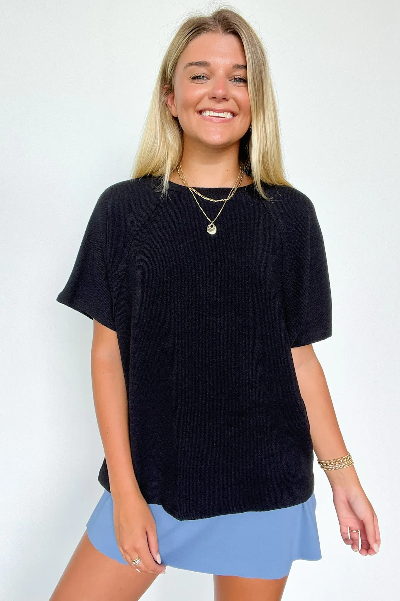 Roll With It Mini Ribbed Knit Relaxed Fit Top - FINAL SALE