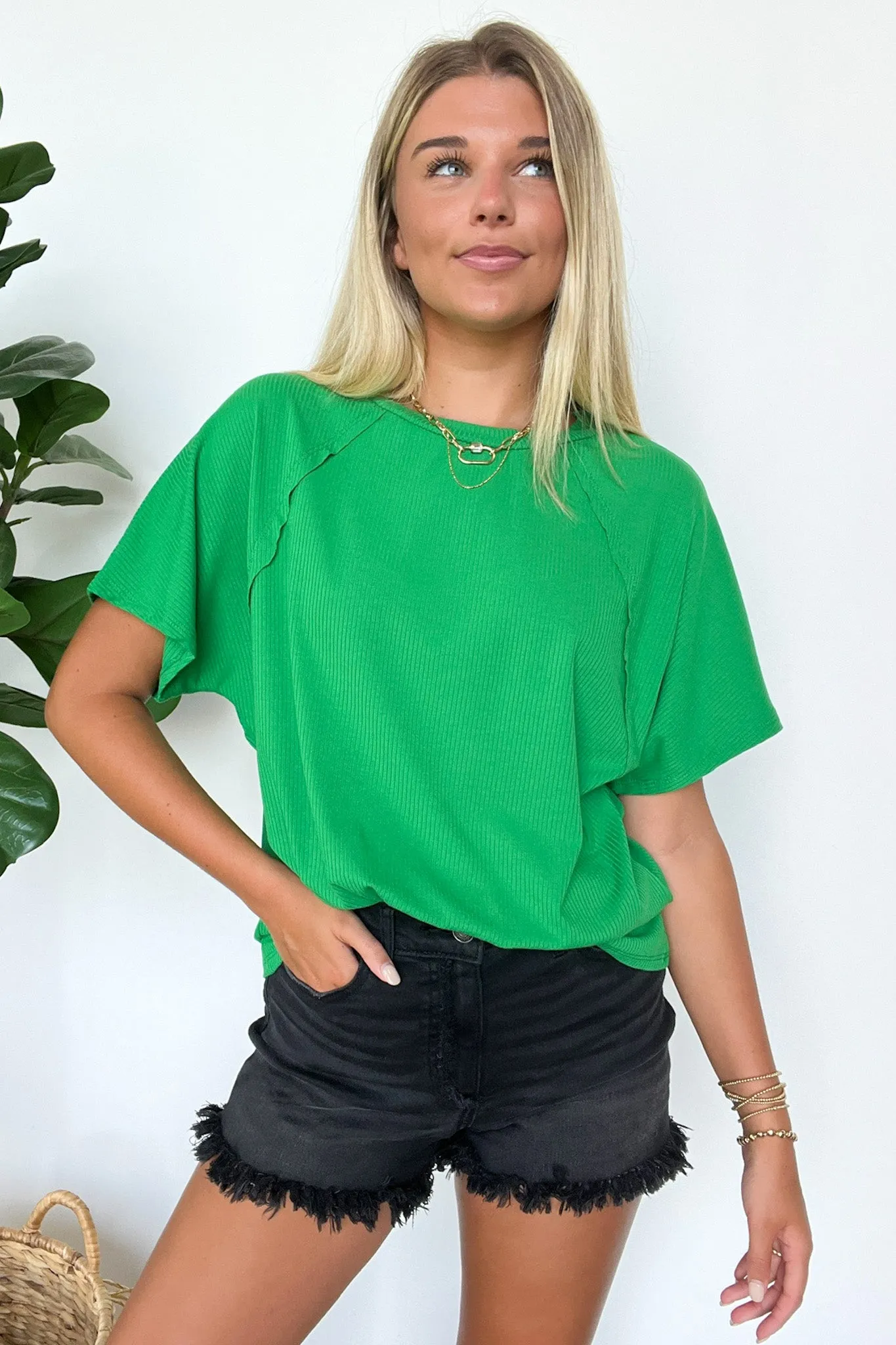 Roll With It Ribbed Knit Relaxed Fit Top - FINAL SALE
