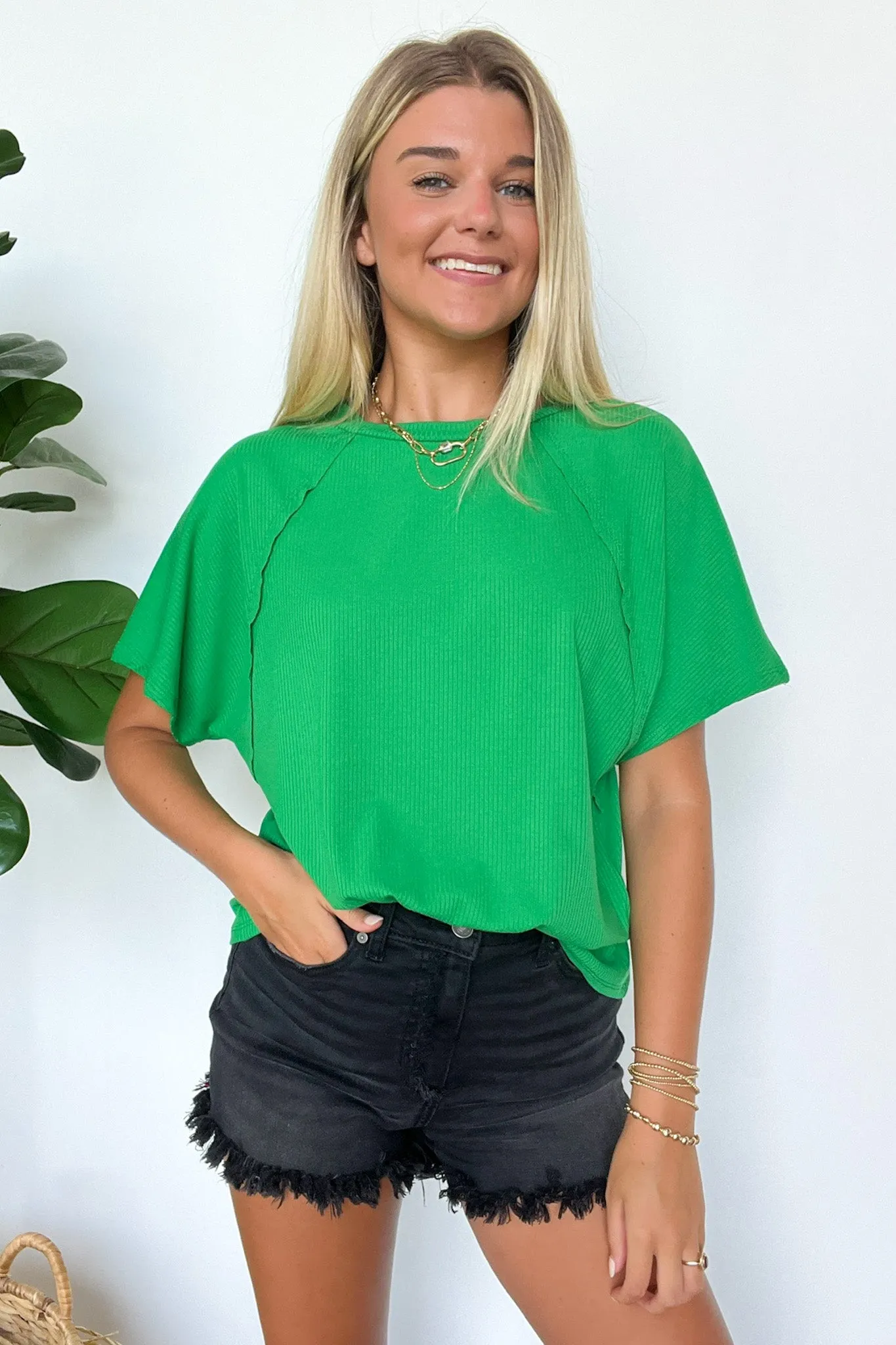 Roll With It Ribbed Knit Relaxed Fit Top - FINAL SALE