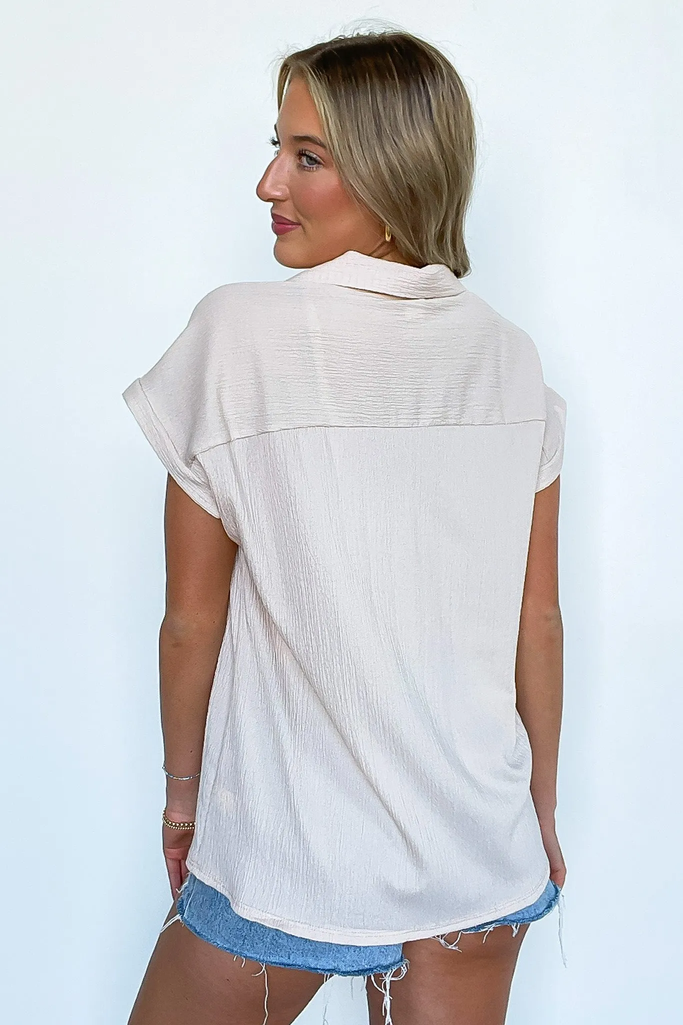 Rosario Cap Sleeve Collared Top