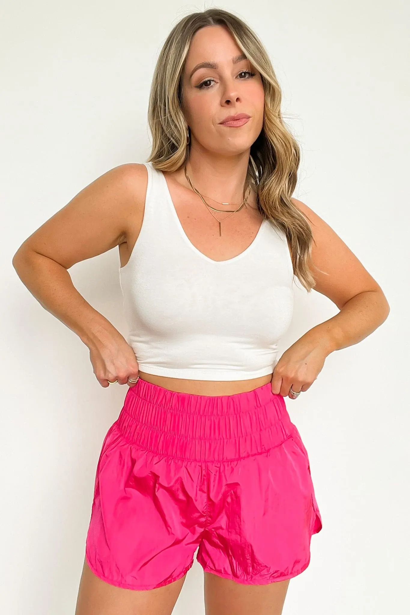 Run Around High Waist Smocked Athletic Shorts - FINAL SALE