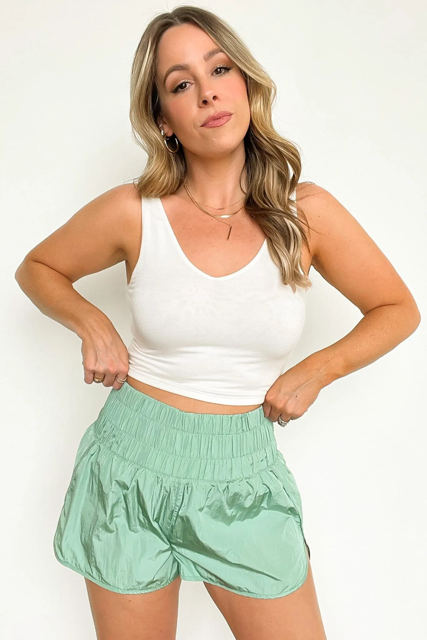 Run Around High Waist Smocked Athletic Shorts - FINAL SALE
