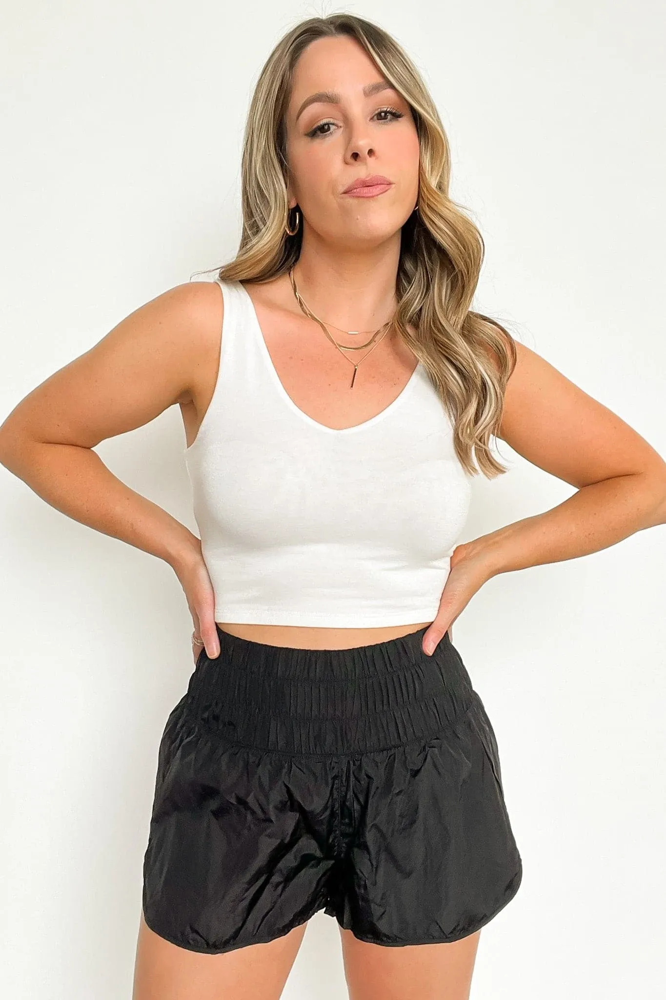 Run Around High Waist Smocked Athletic Shorts - FINAL SALE