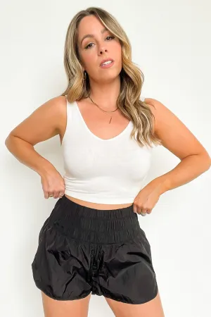 Run Around High Waist Smocked Athletic Shorts - FINAL SALE