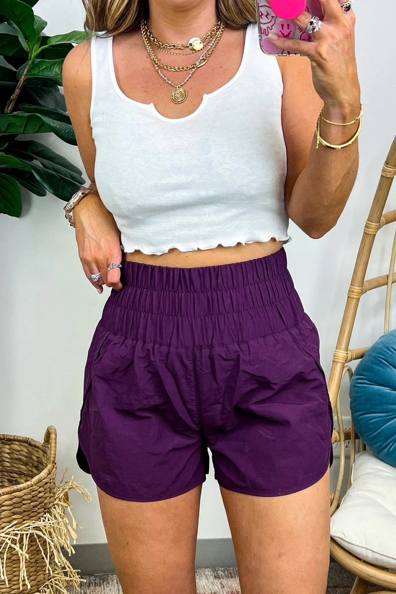 Running Errands High Waist Smocked Waist Shorts - BACK IN STOCK