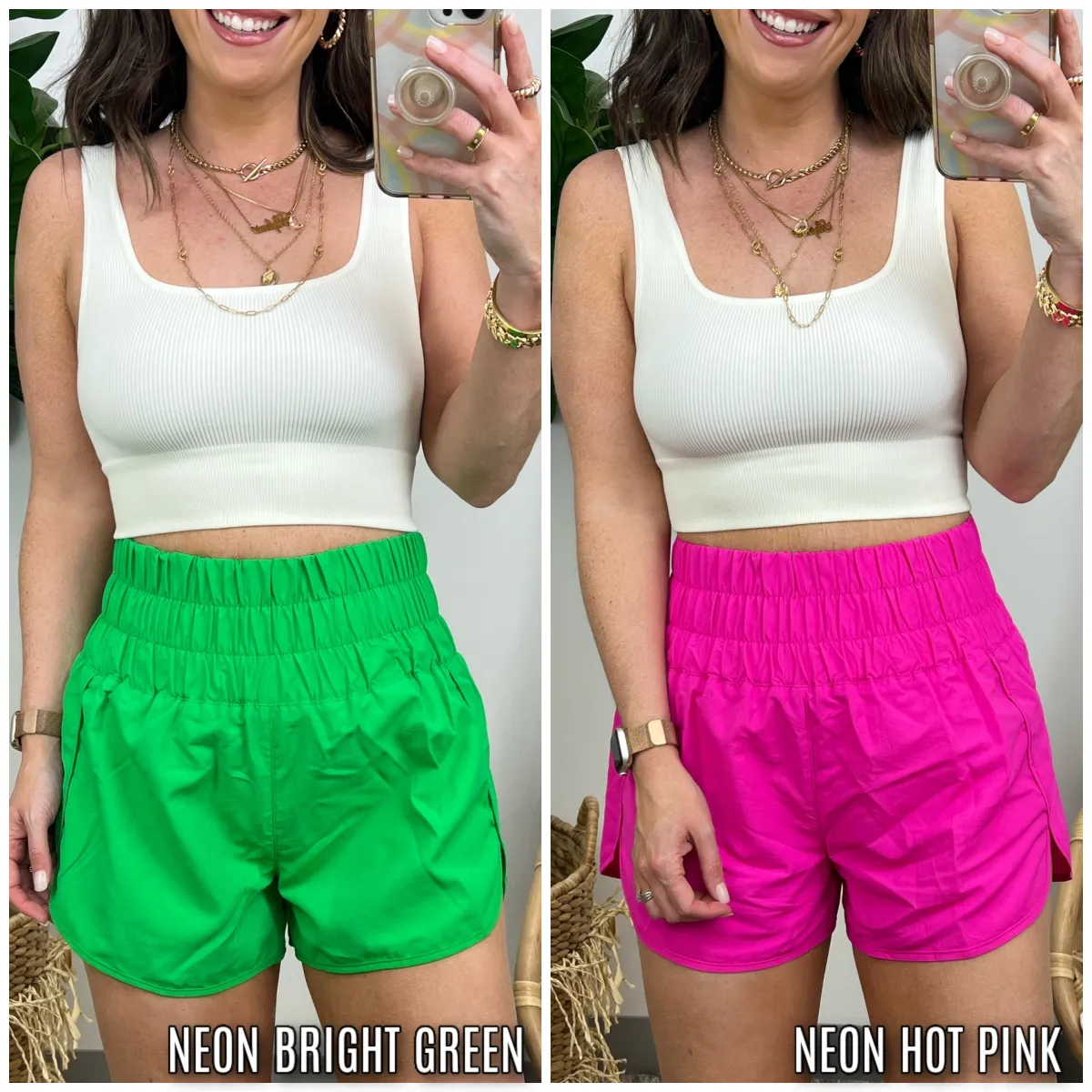 Running Errands High Waist Smocked Waist Shorts - BACK IN STOCK