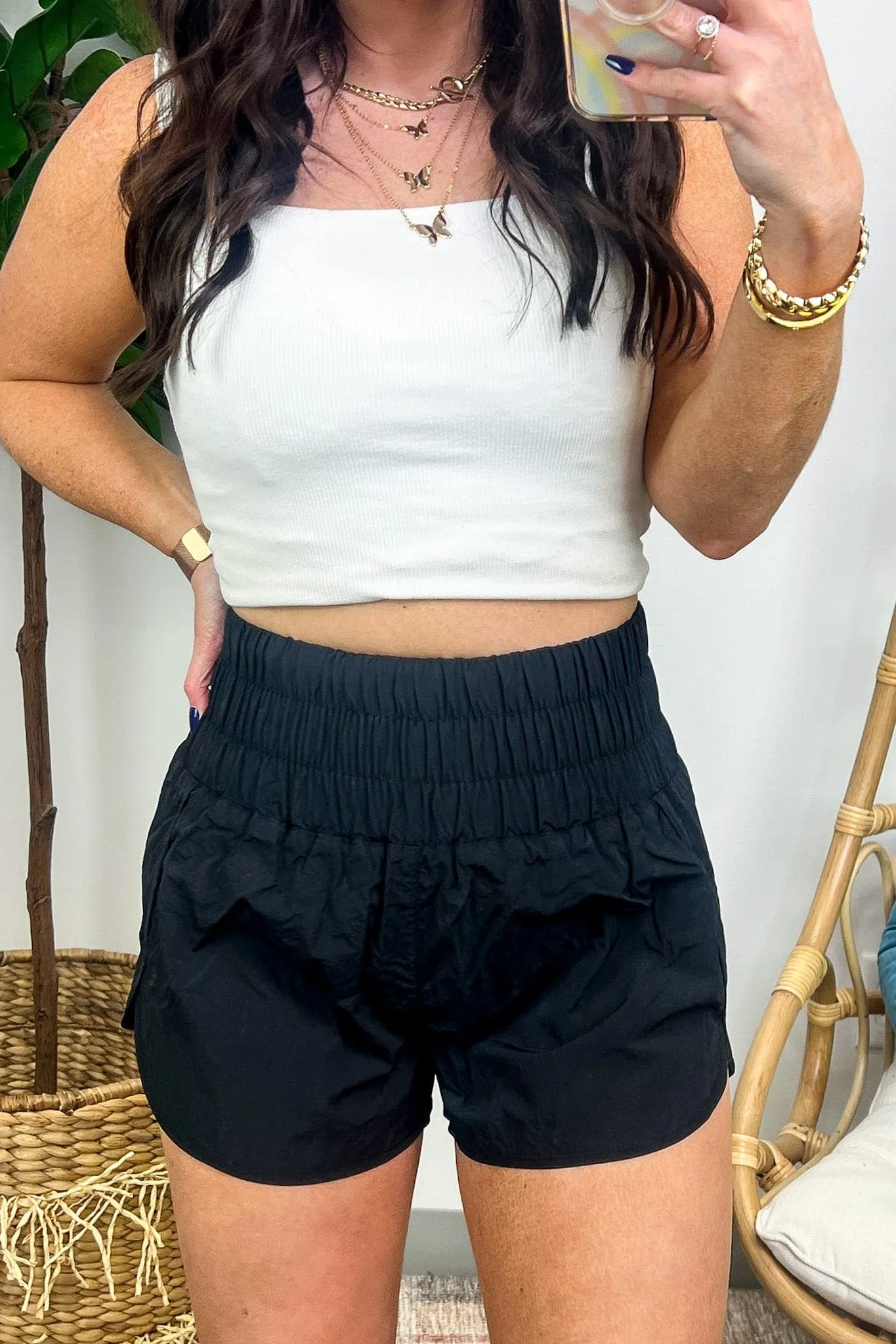 Running Errands High Waist Smocked Waist Shorts - BACK IN STOCK