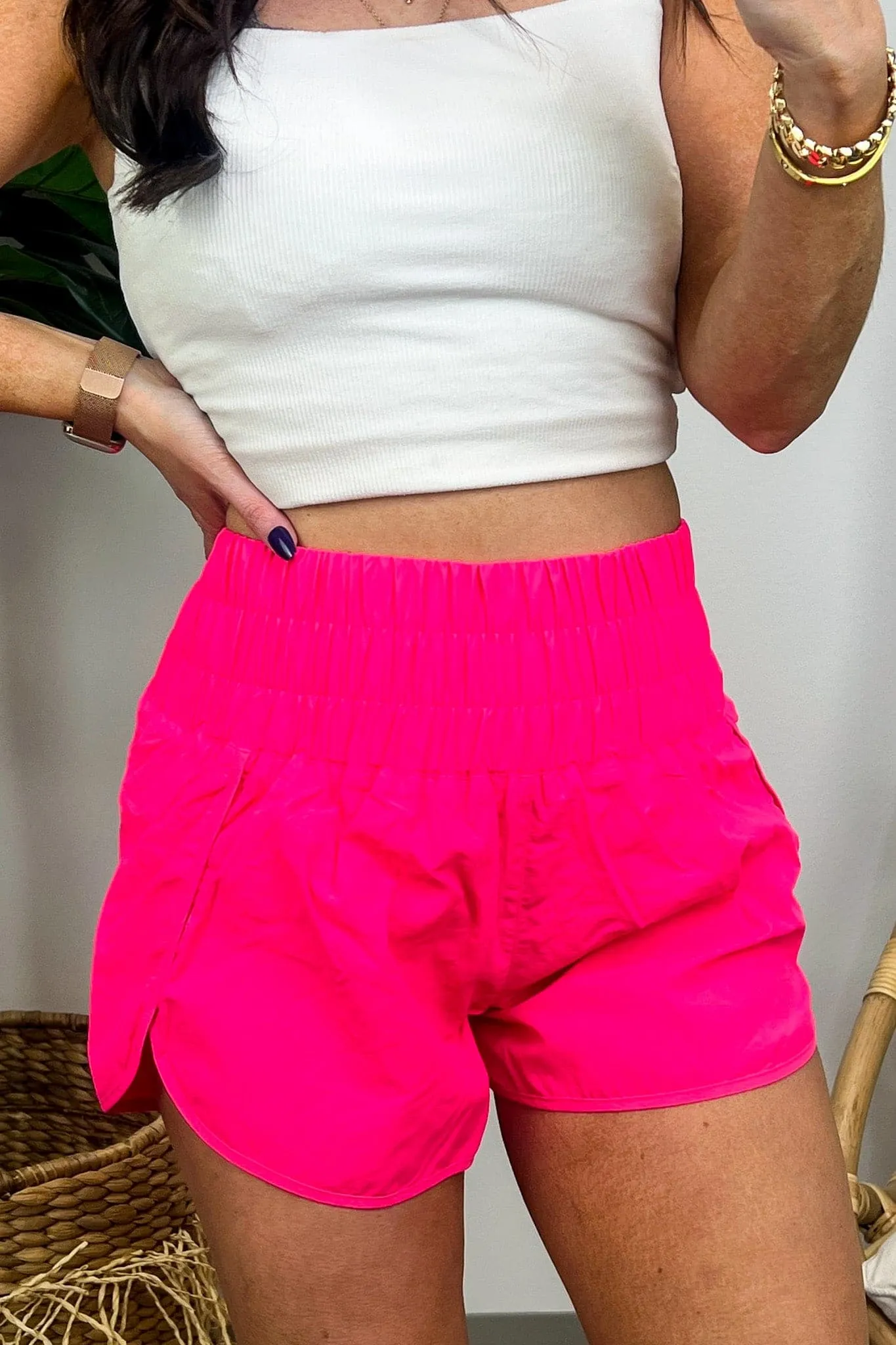 Running Errands High Waist Smocked Waist Shorts - BACK IN STOCK