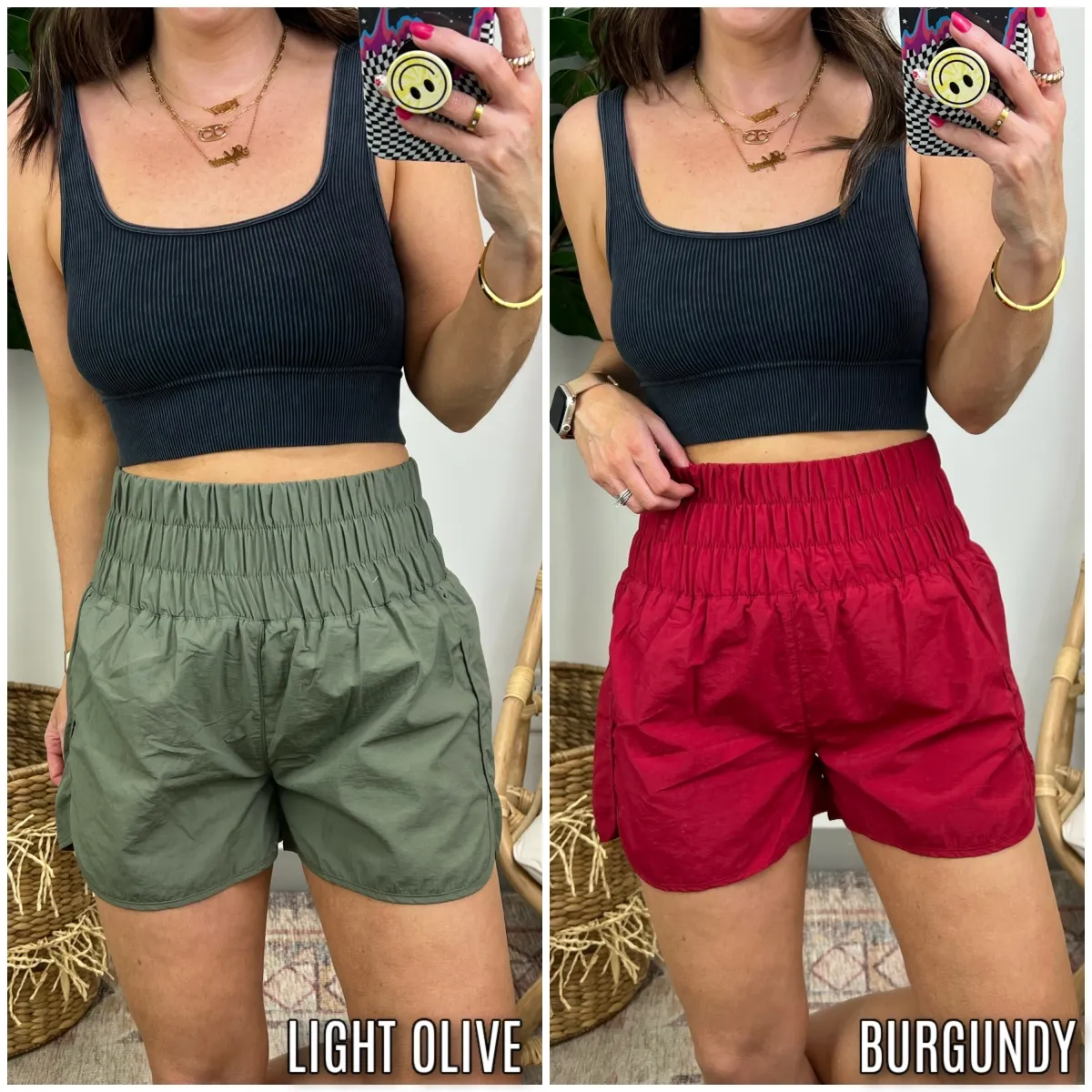 Running Errands High Waist Smocked Waist Shorts - BACK IN STOCK