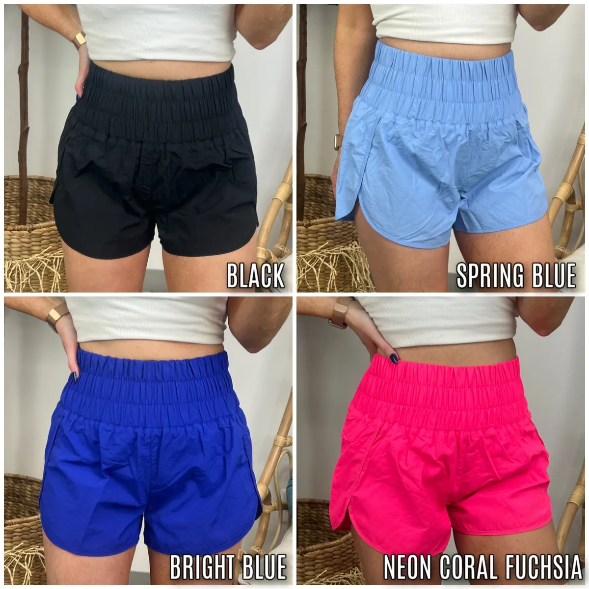 Running Errands High Waist Smocked Waist Shorts - BACK IN STOCK