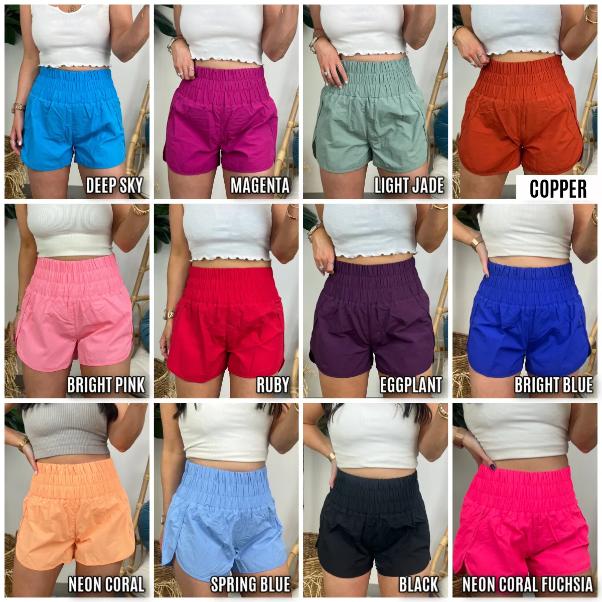 Running Errands High Waist Smocked Waist Shorts - BACK IN STOCK
