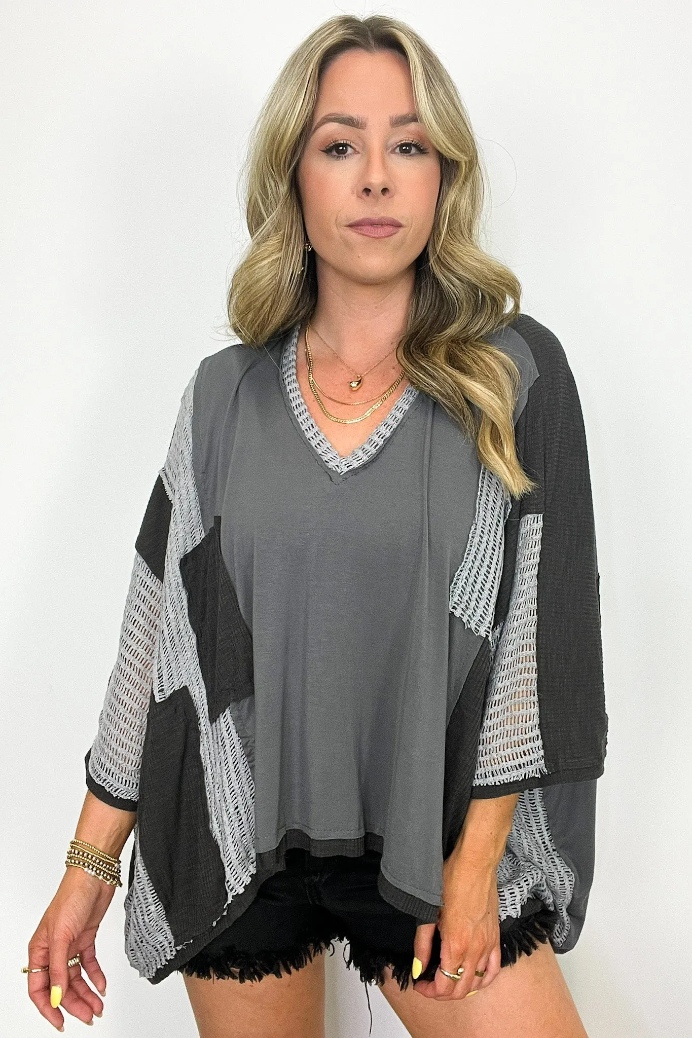 Rylan Oversize High Low Contrast Top - BACK IN STOCK