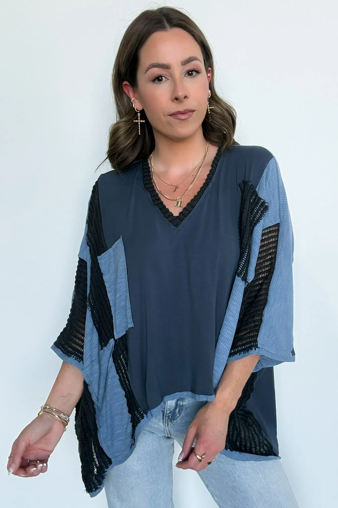 Rylan Oversize High Low Contrast Top - BACK IN STOCK