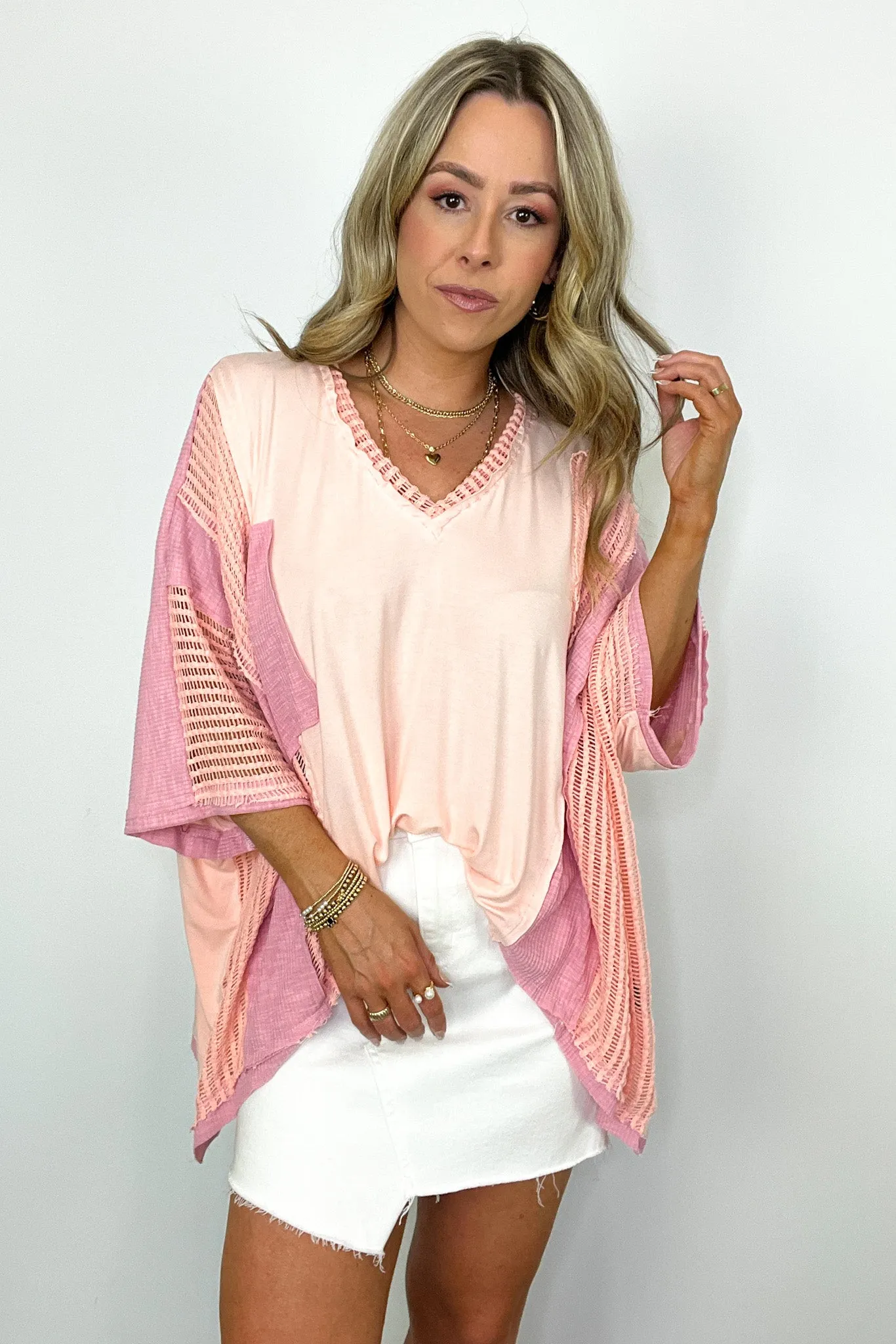 Rylan Oversize High Low Contrast Top - BACK IN STOCK