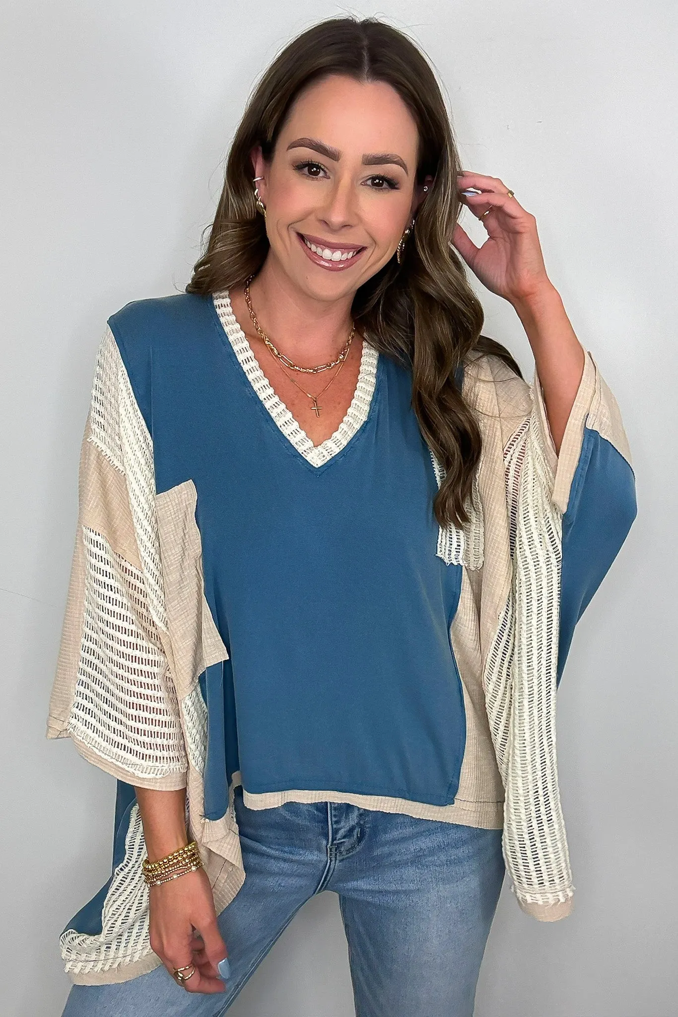Rylan Oversize High Low Contrast Top - BACK IN STOCK