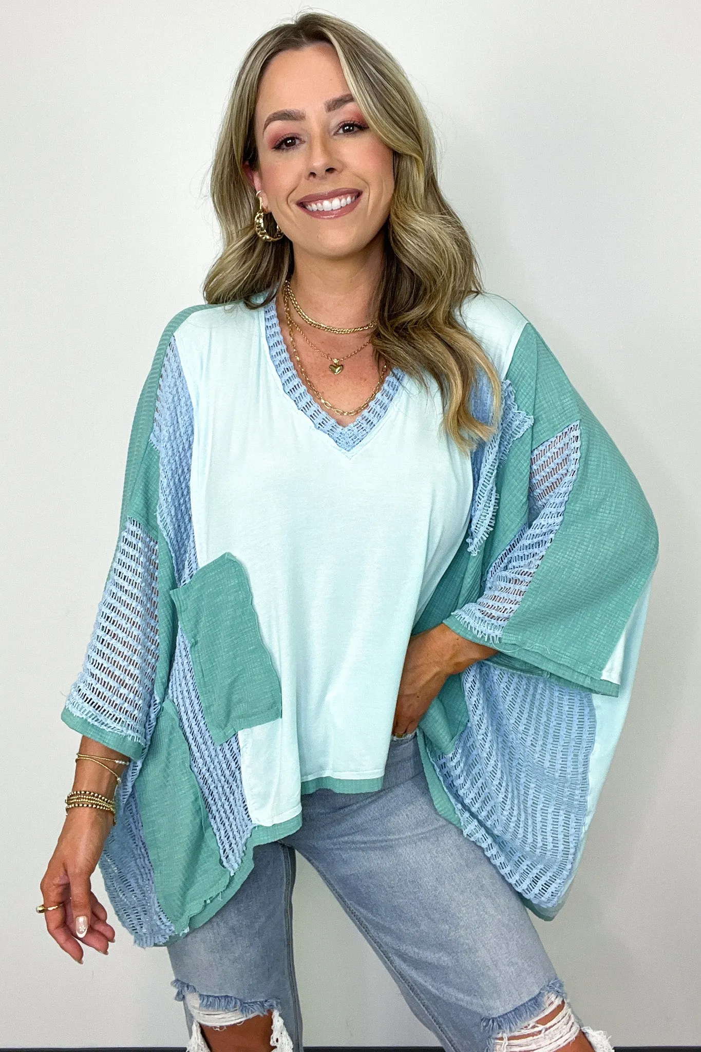 Rylan Oversize High Low Contrast Top - BACK IN STOCK