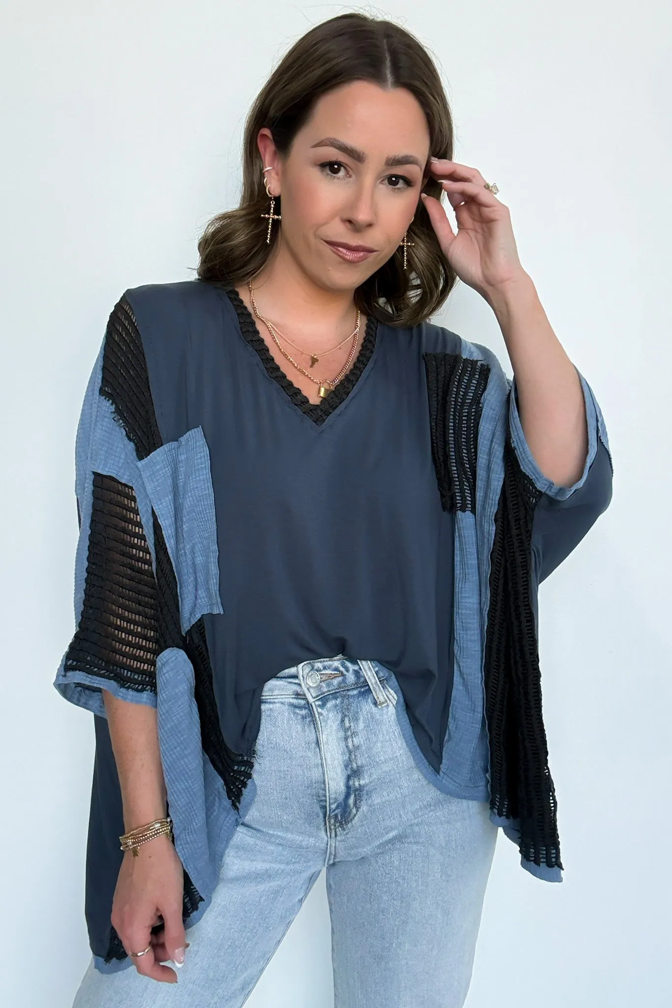 Rylan Oversize High Low Contrast Top - BACK IN STOCK