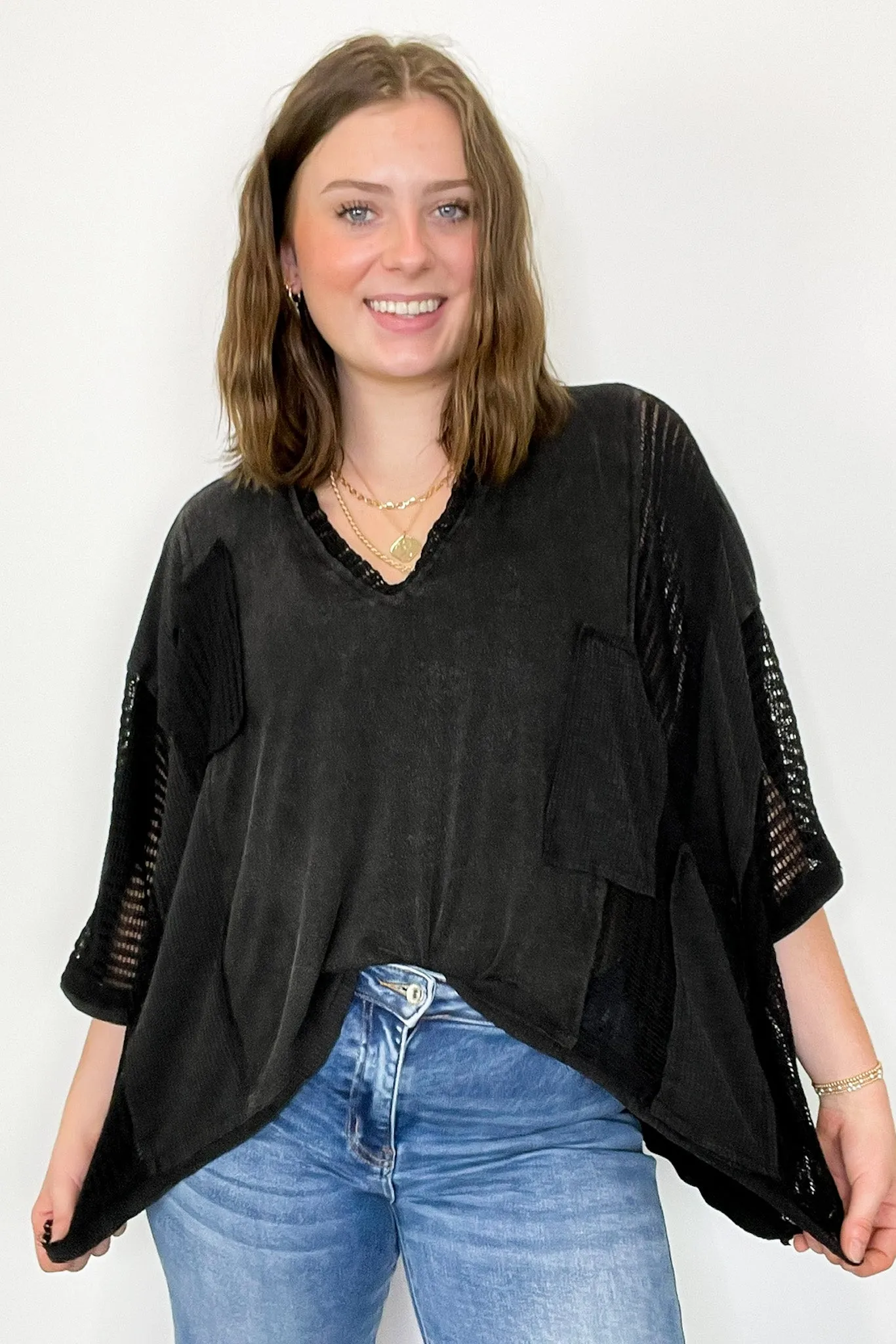 Rylan Oversize High Low Contrast Top - BACK IN STOCK