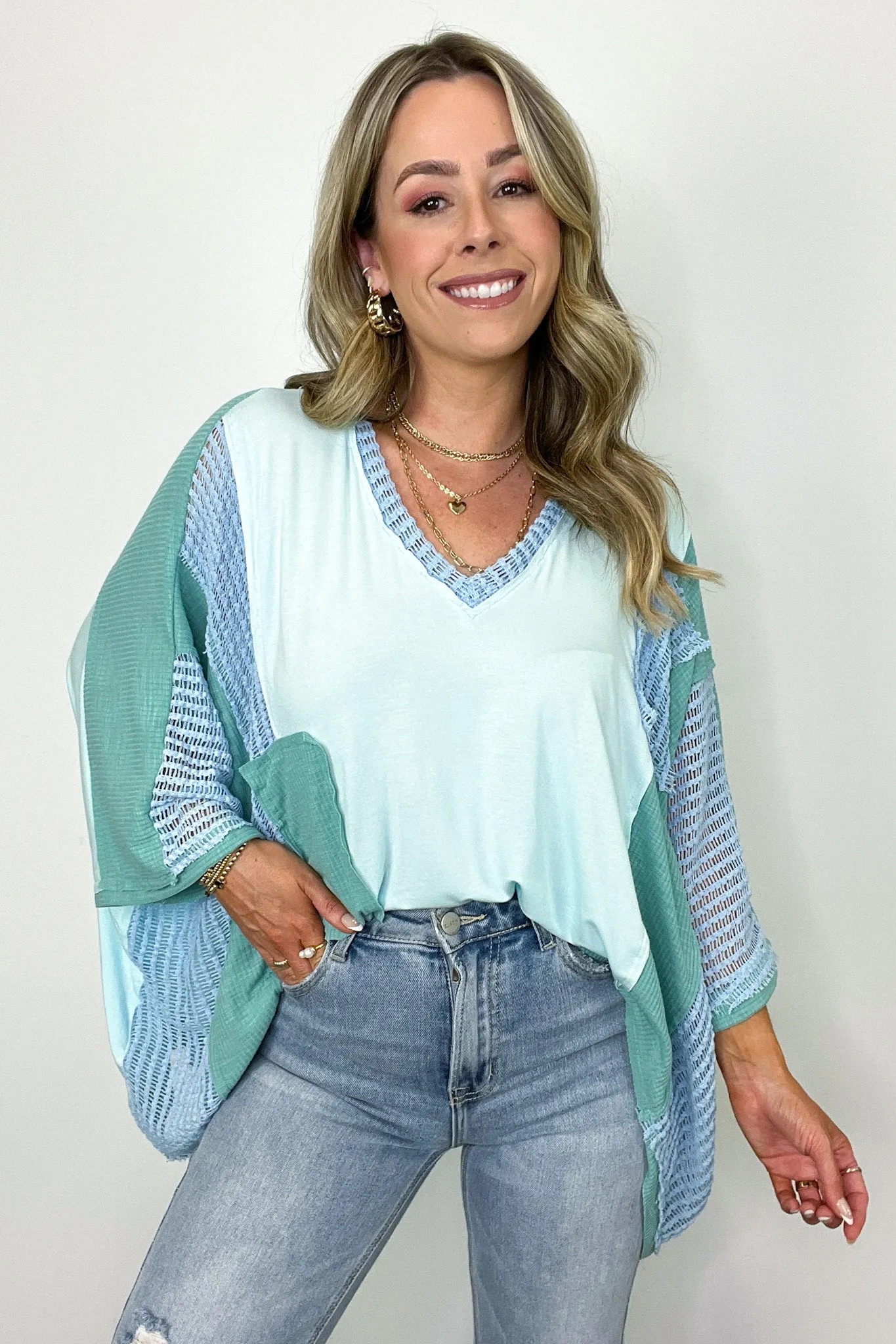 Rylan Oversize High Low Contrast Top - BACK IN STOCK