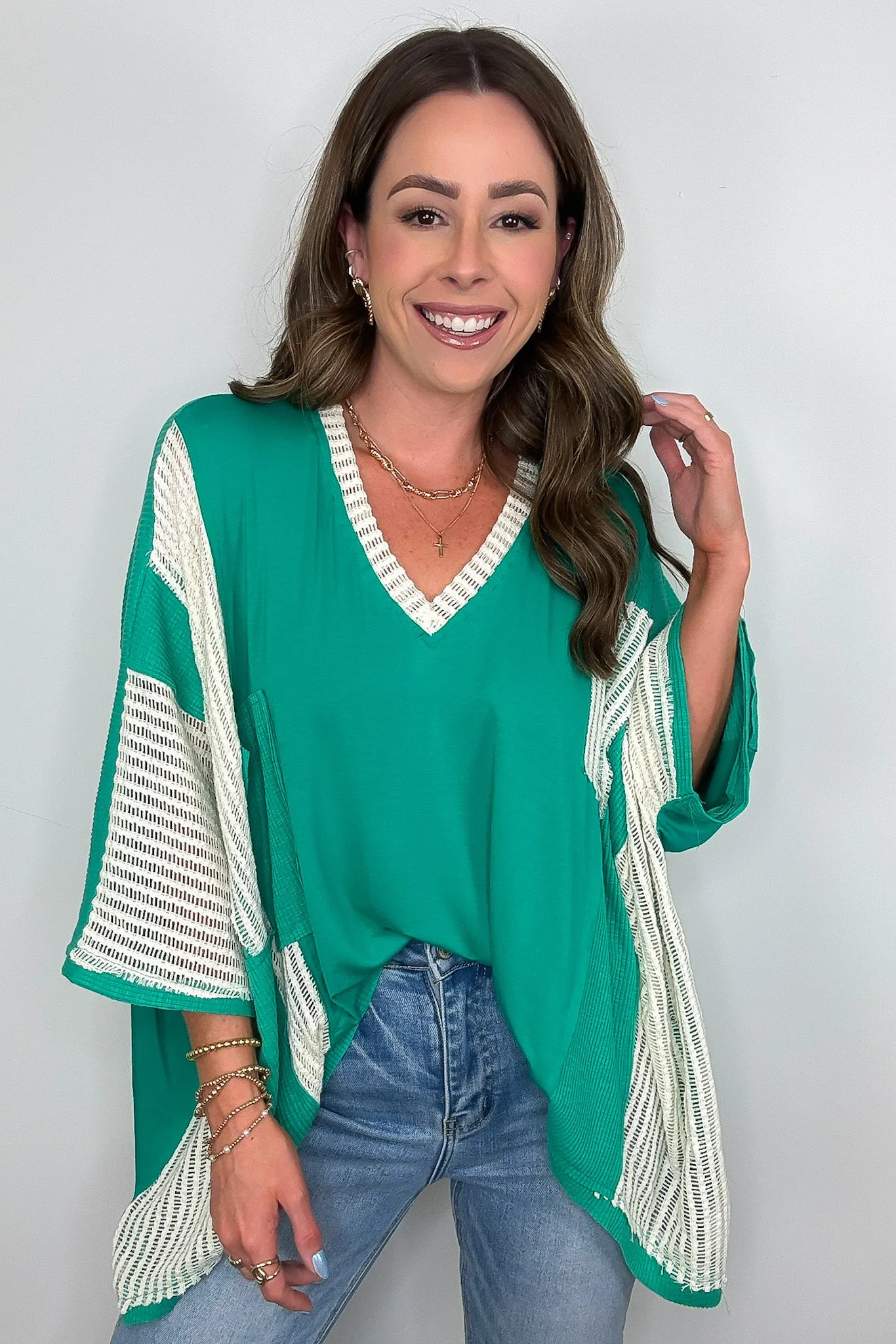 Rylan Oversize High Low Contrast Top - BACK IN STOCK