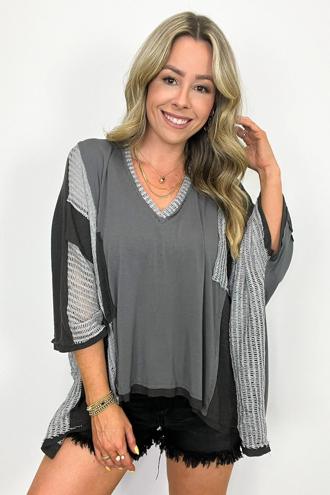 Rylan Oversize High Low Contrast Top - BACK IN STOCK