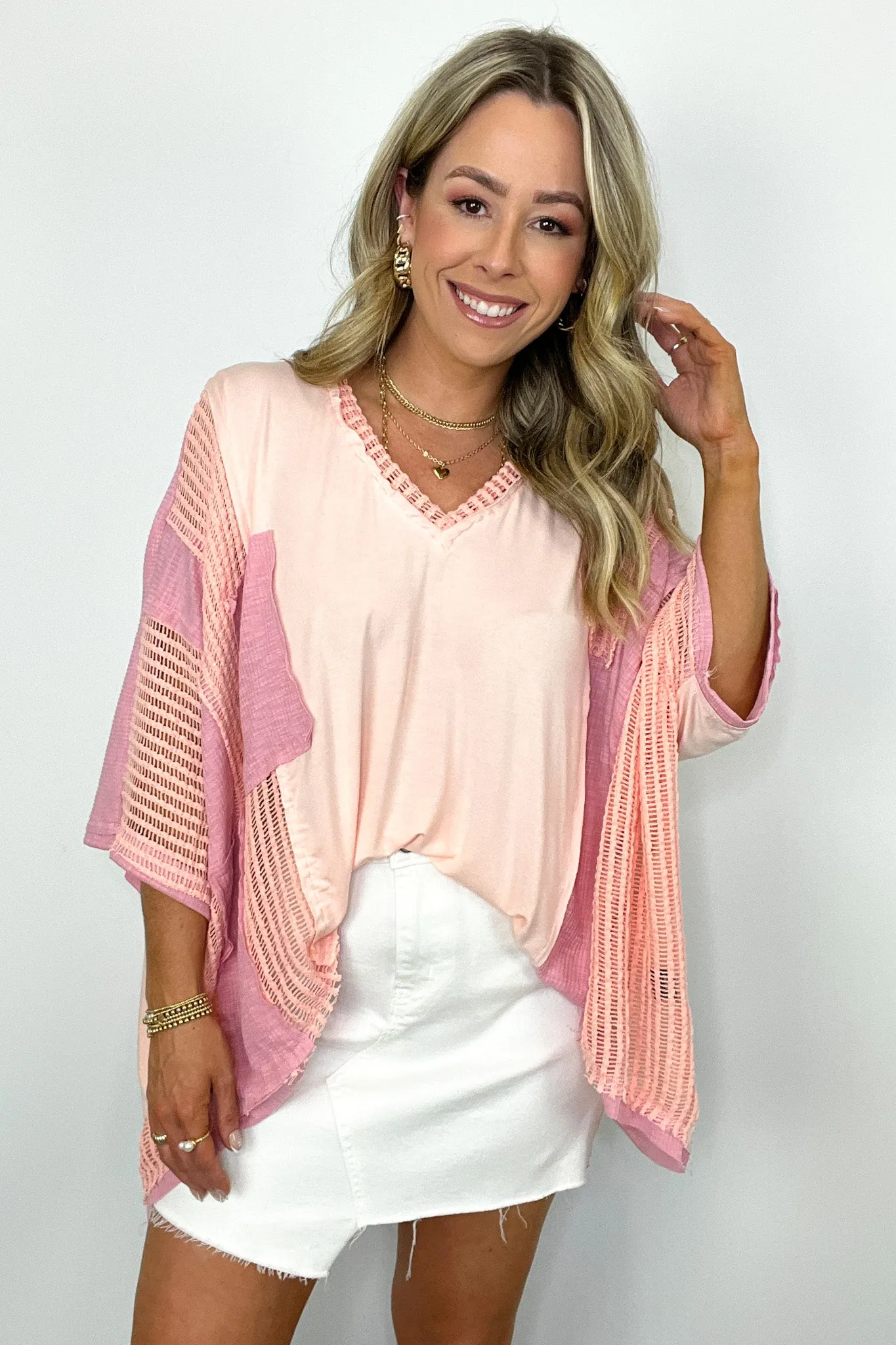 Rylan Oversize High Low Contrast Top - BACK IN STOCK