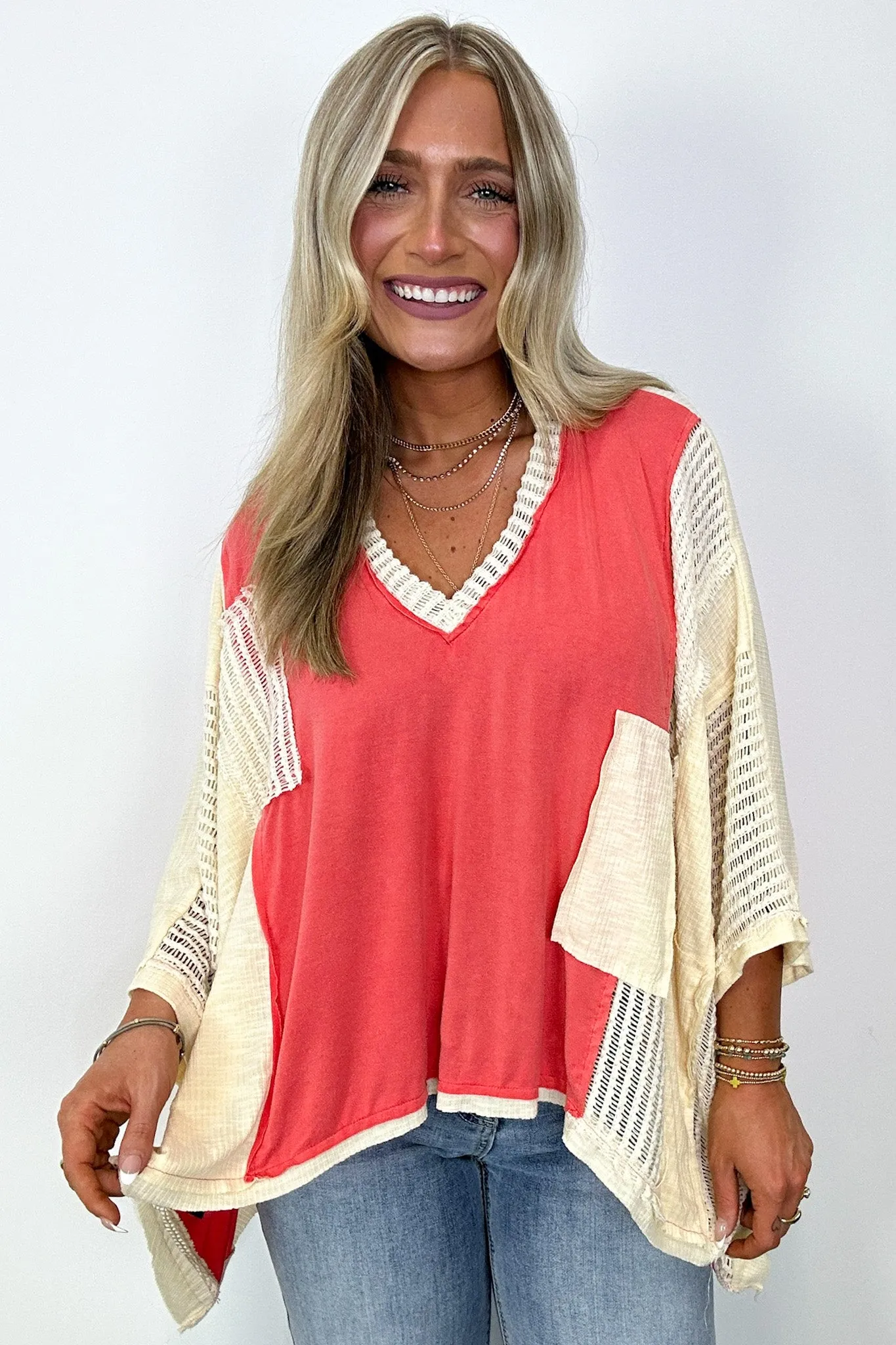 Rylan Oversize High Low Contrast Top - BACK IN STOCK