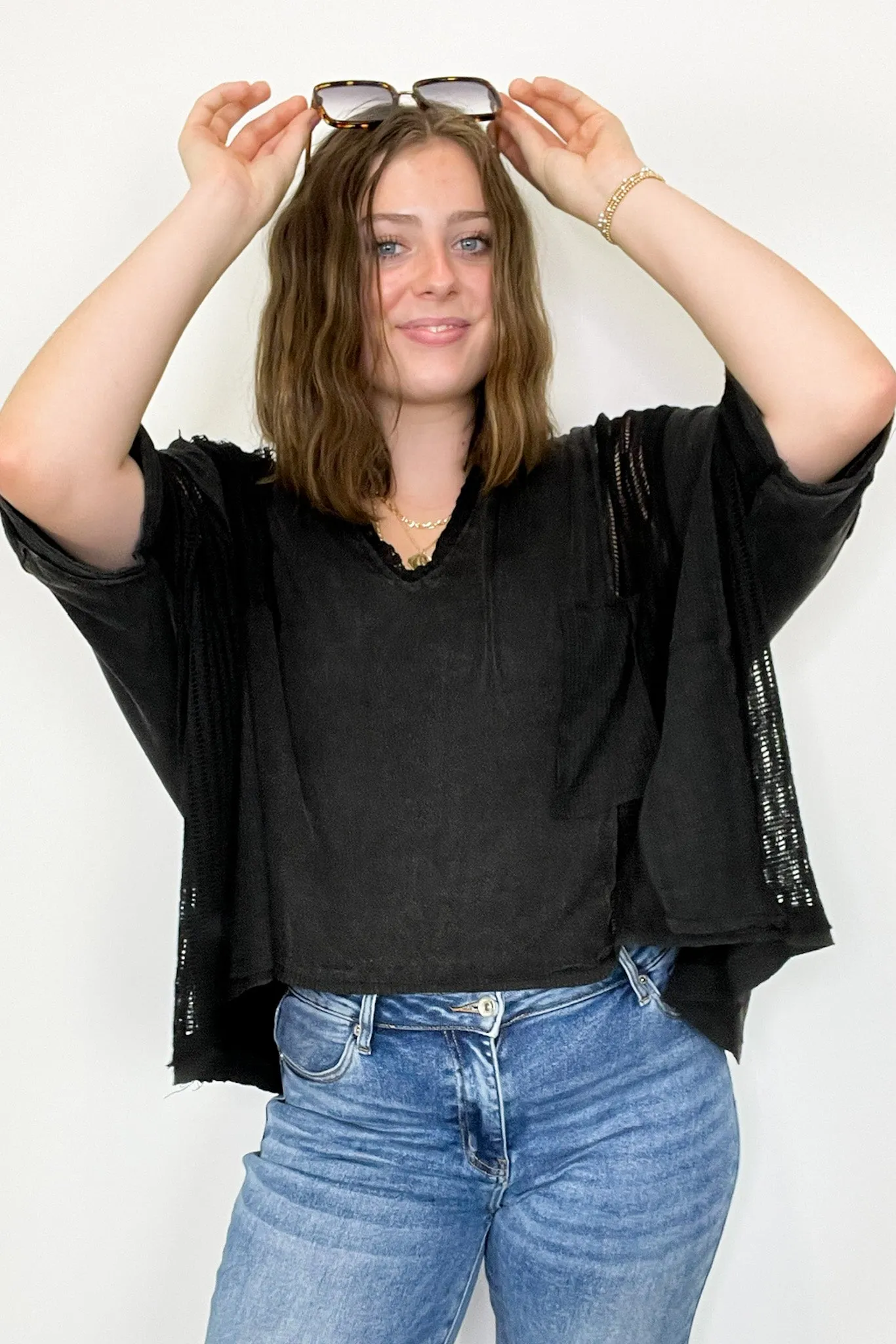 Rylan Oversize High Low Contrast Top - BACK IN STOCK
