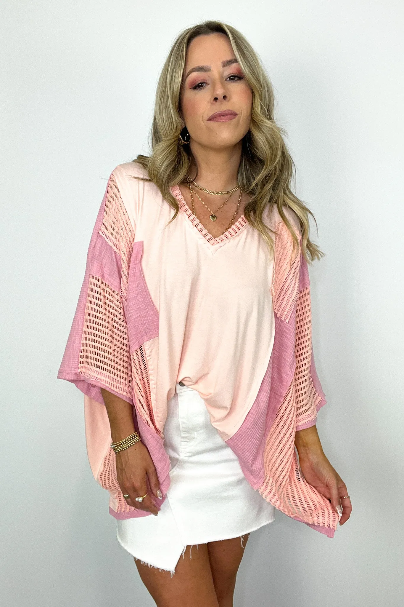 Rylan Oversize High Low Contrast Top - BACK IN STOCK