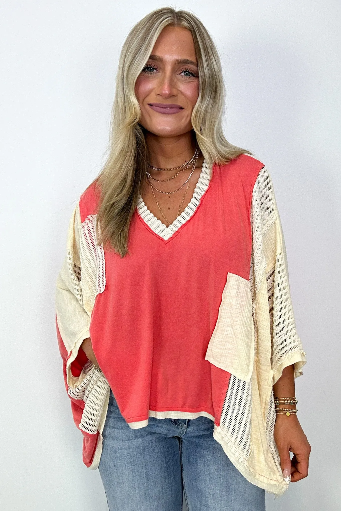 Rylan Oversize High Low Contrast Top - BACK IN STOCK