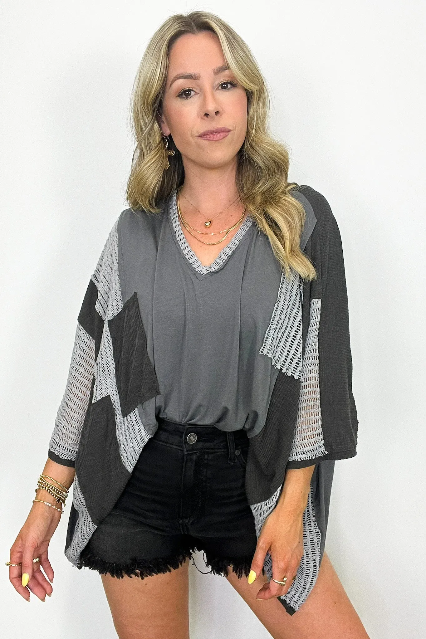 Rylan Oversize High Low Contrast Top - BACK IN STOCK