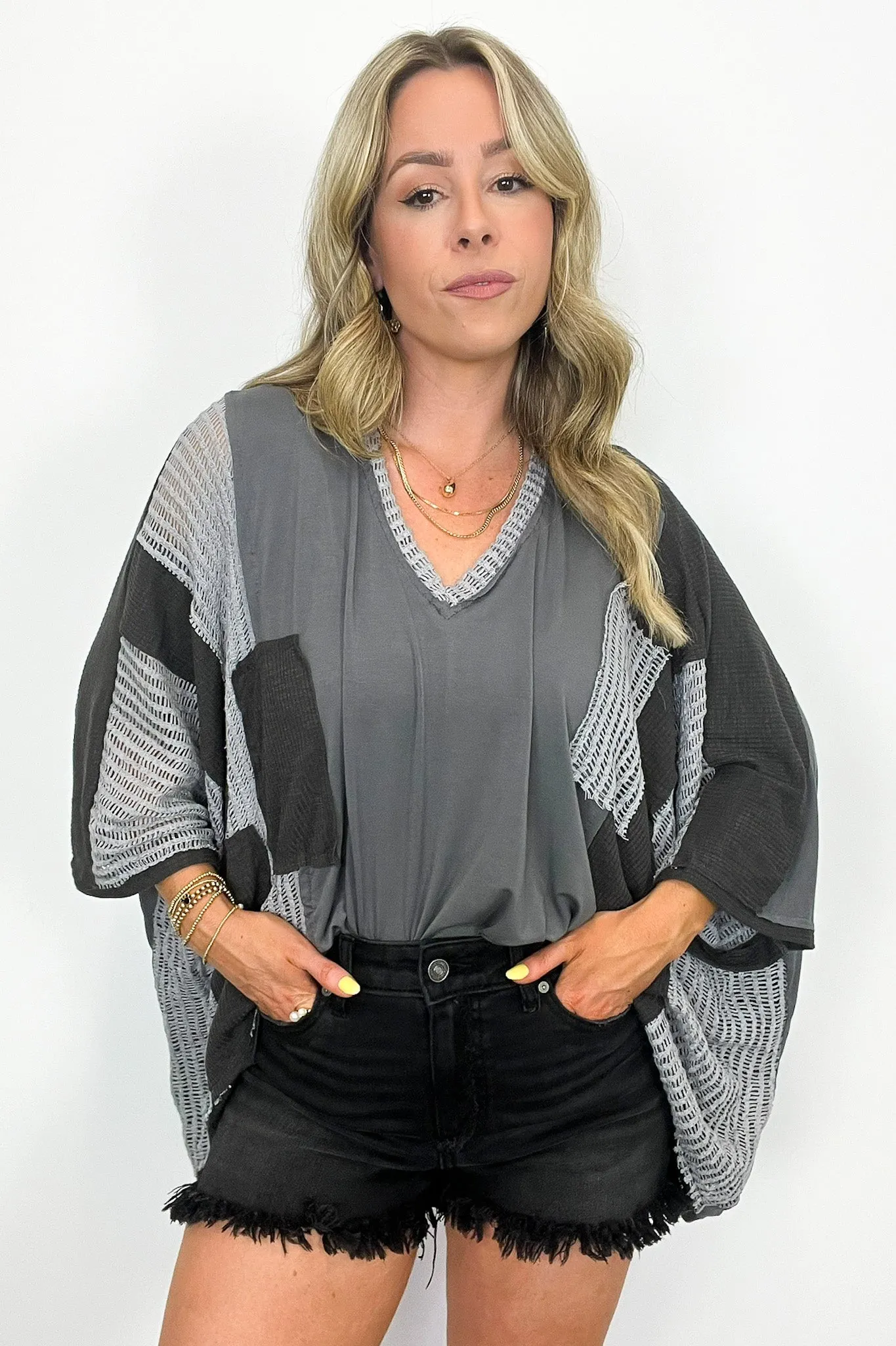 Rylan Oversize High Low Contrast Top - BACK IN STOCK