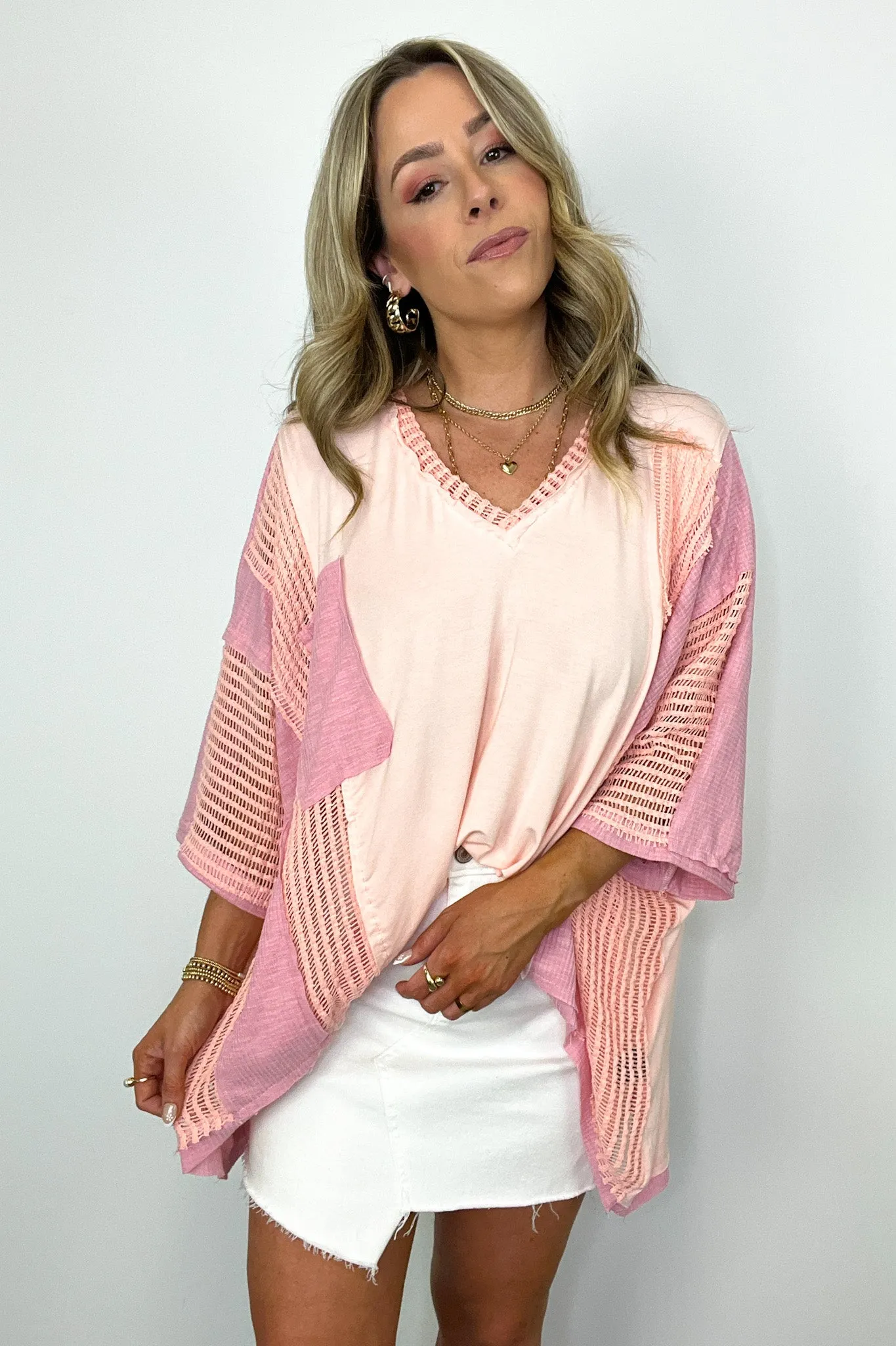 Rylan Oversize High Low Contrast Top - BACK IN STOCK