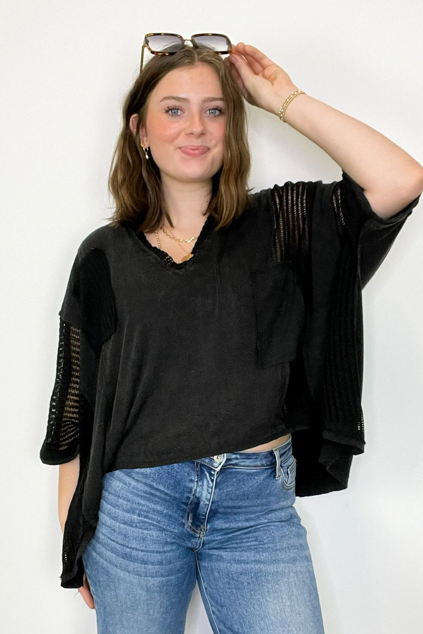Rylan Oversize High Low Contrast Top - BACK IN STOCK