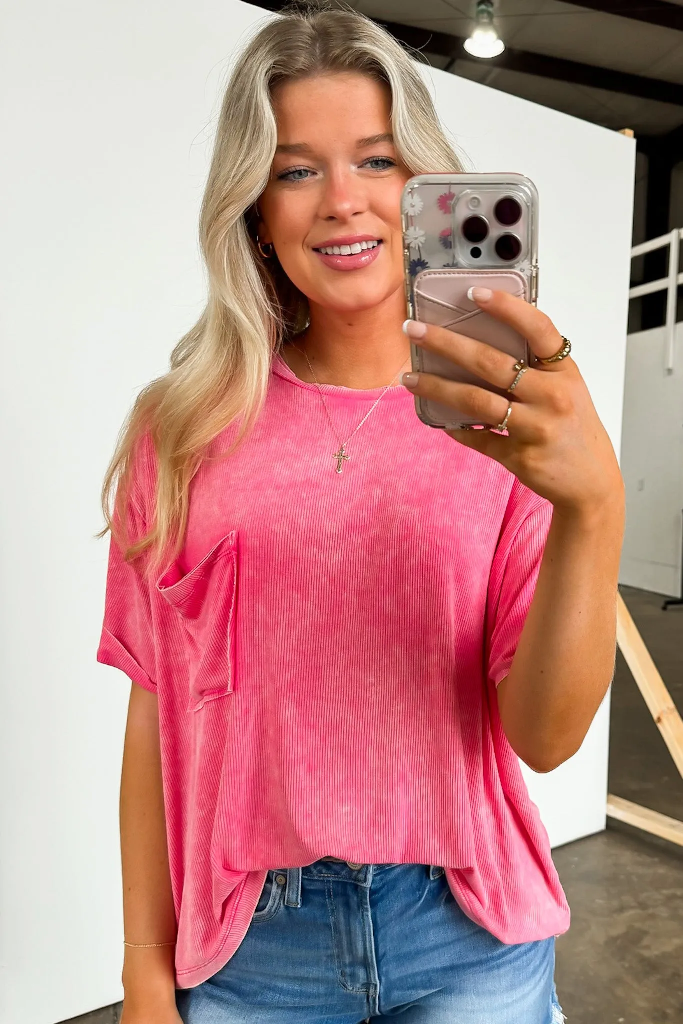 Rylee Mineral Wash Ribbed Relaxed Pocket Top - BACK IN STOCK