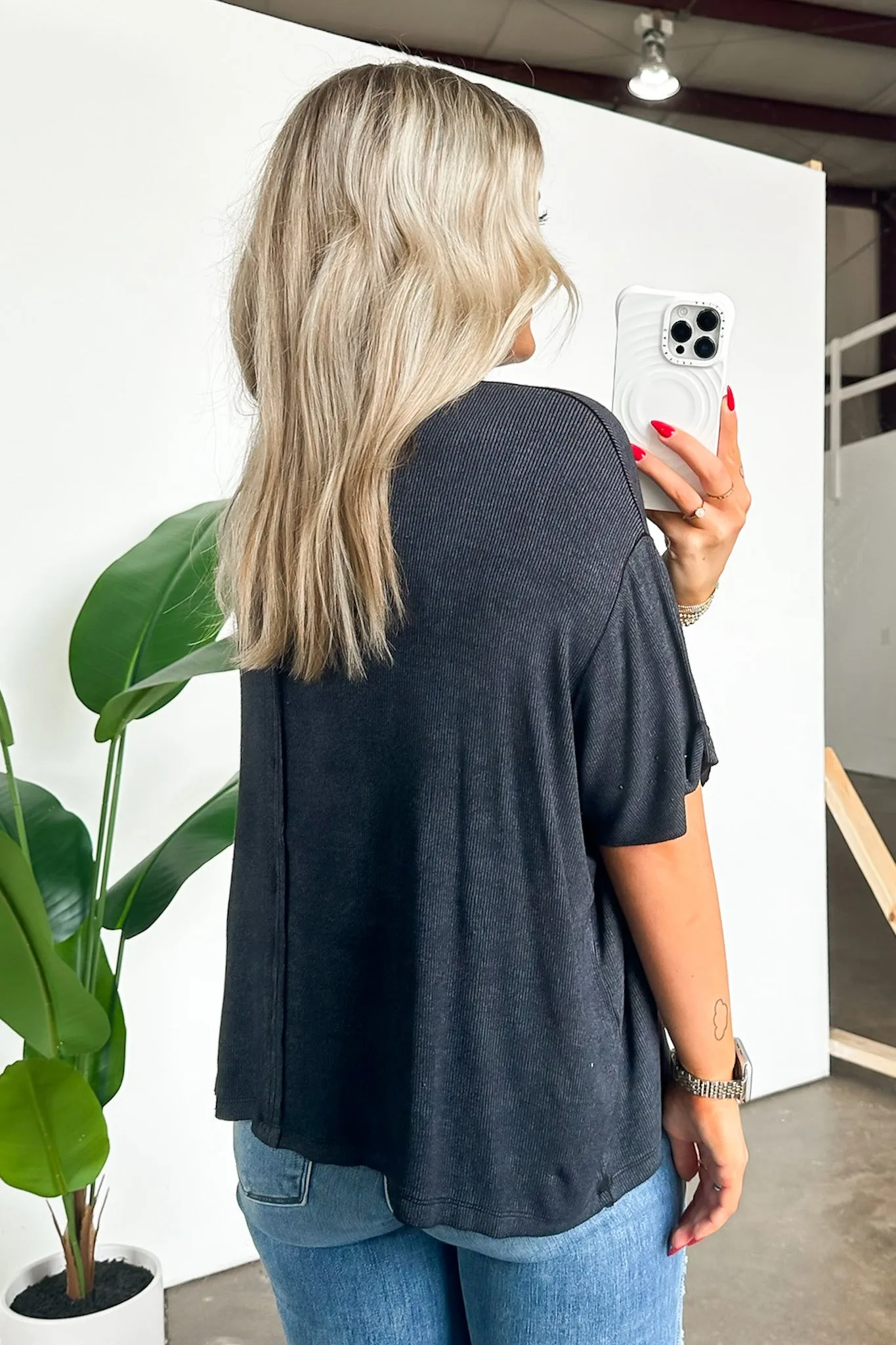 Rylee Mineral Wash Ribbed Relaxed Pocket Top - BACK IN STOCK