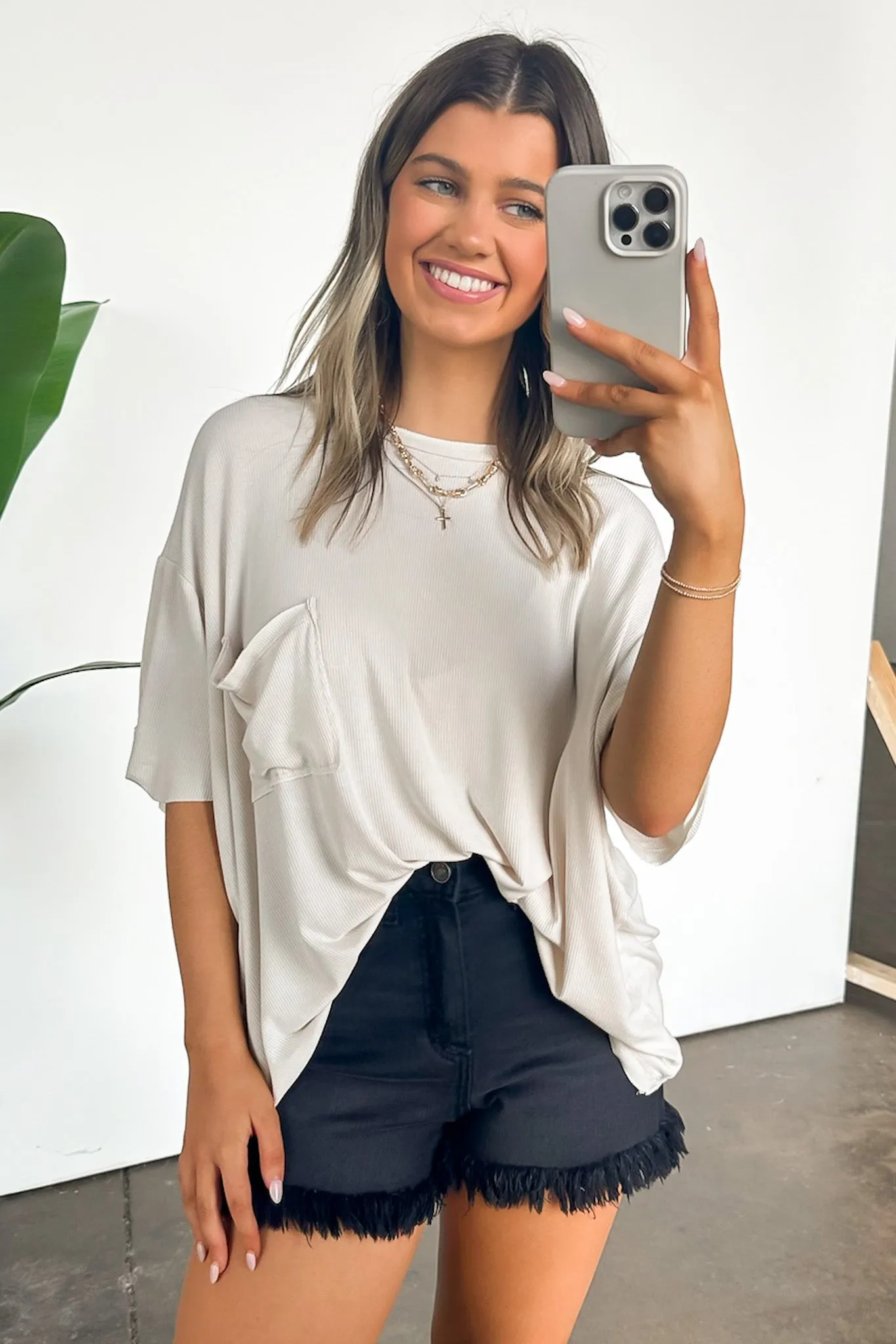Rylee Mineral Wash Ribbed Relaxed Pocket Top - BACK IN STOCK