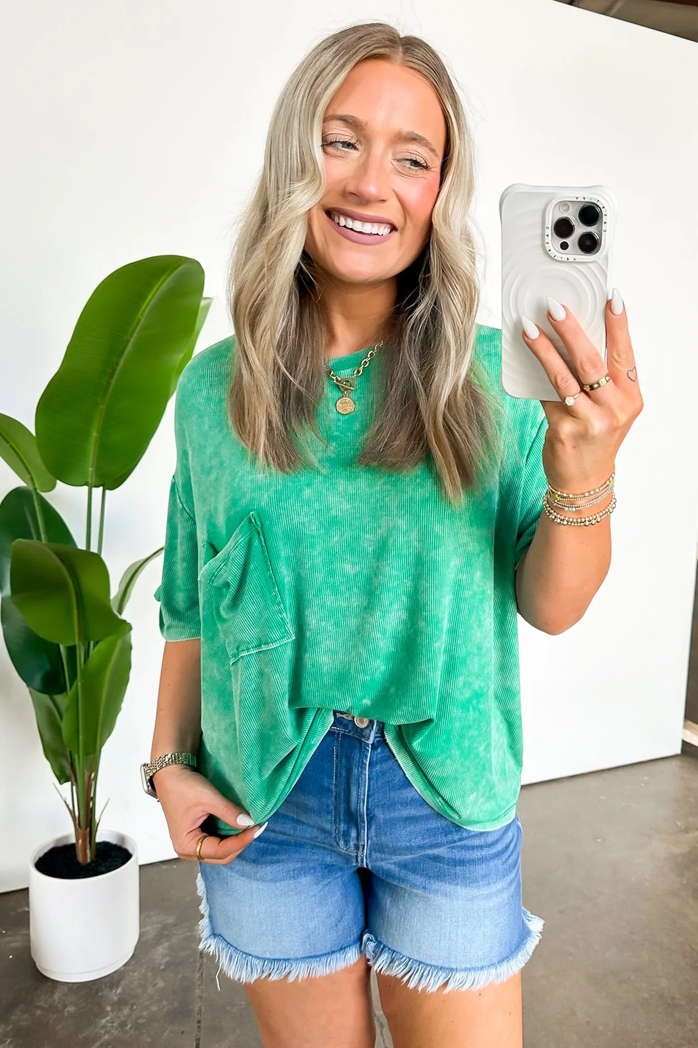 Rylee Mineral Wash Ribbed Relaxed Pocket Top - BACK IN STOCK
