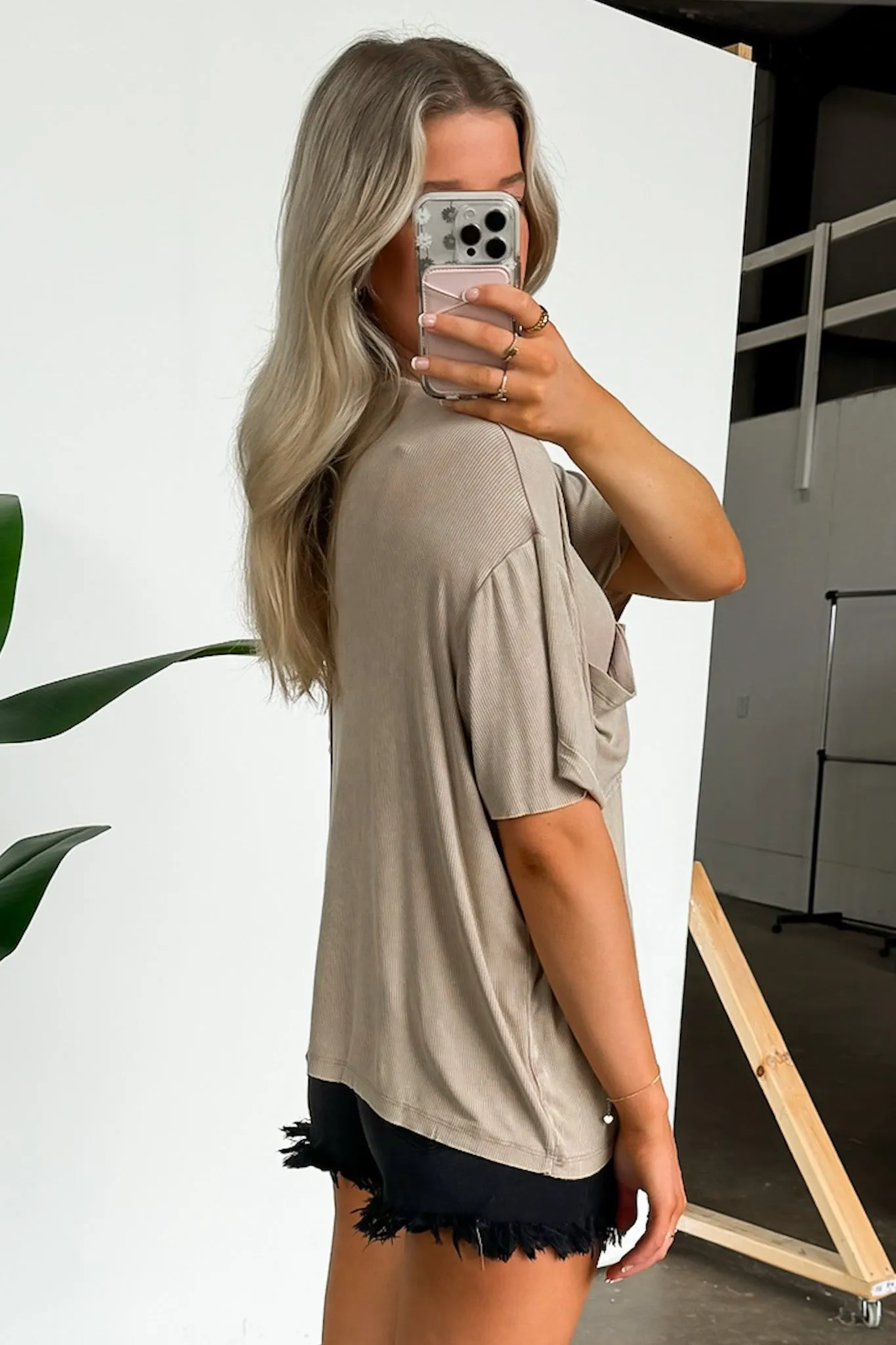Rylee Mineral Wash Ribbed Relaxed Pocket Top - BACK IN STOCK