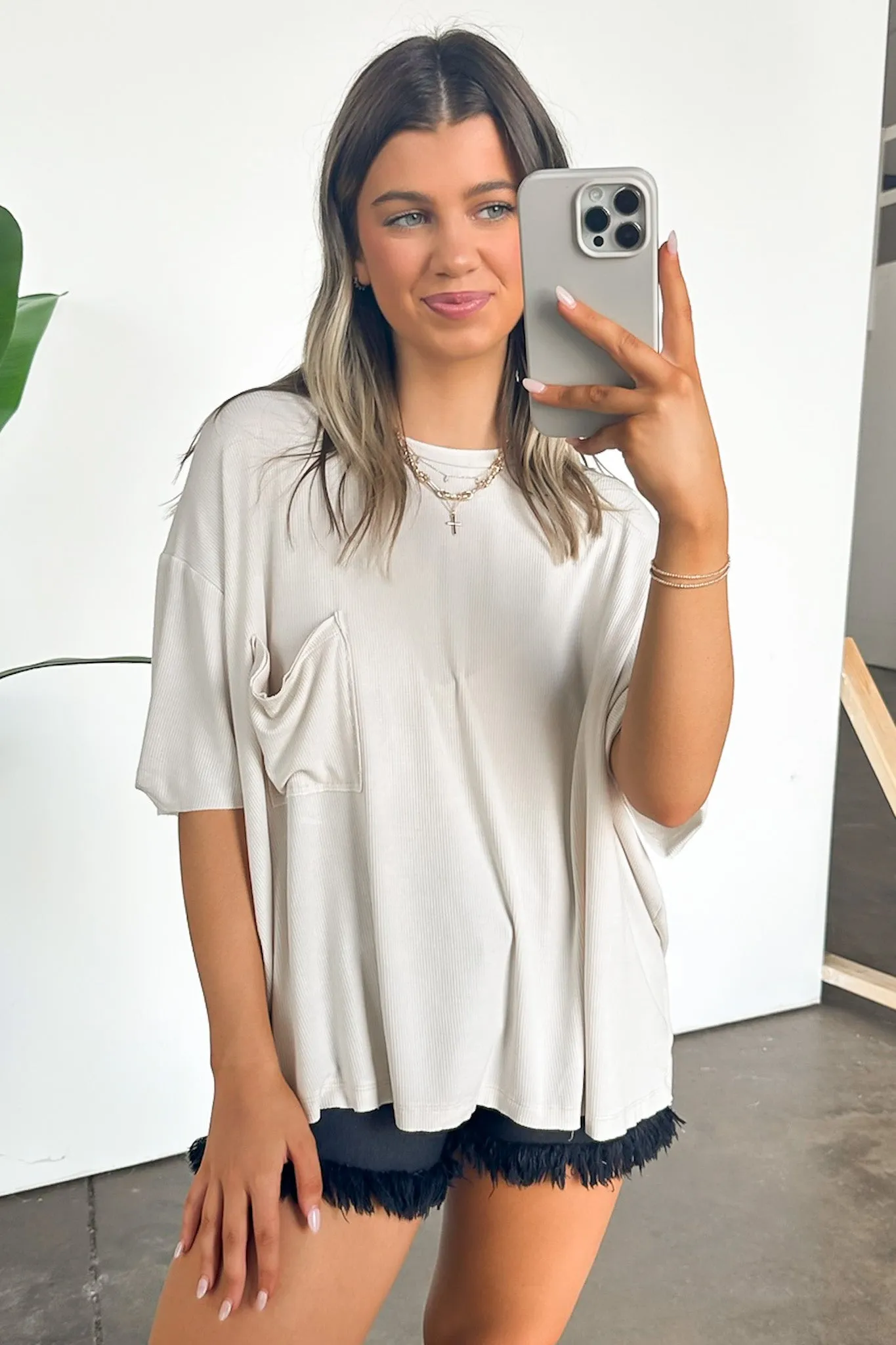 Rylee Mineral Wash Ribbed Relaxed Pocket Top - BACK IN STOCK