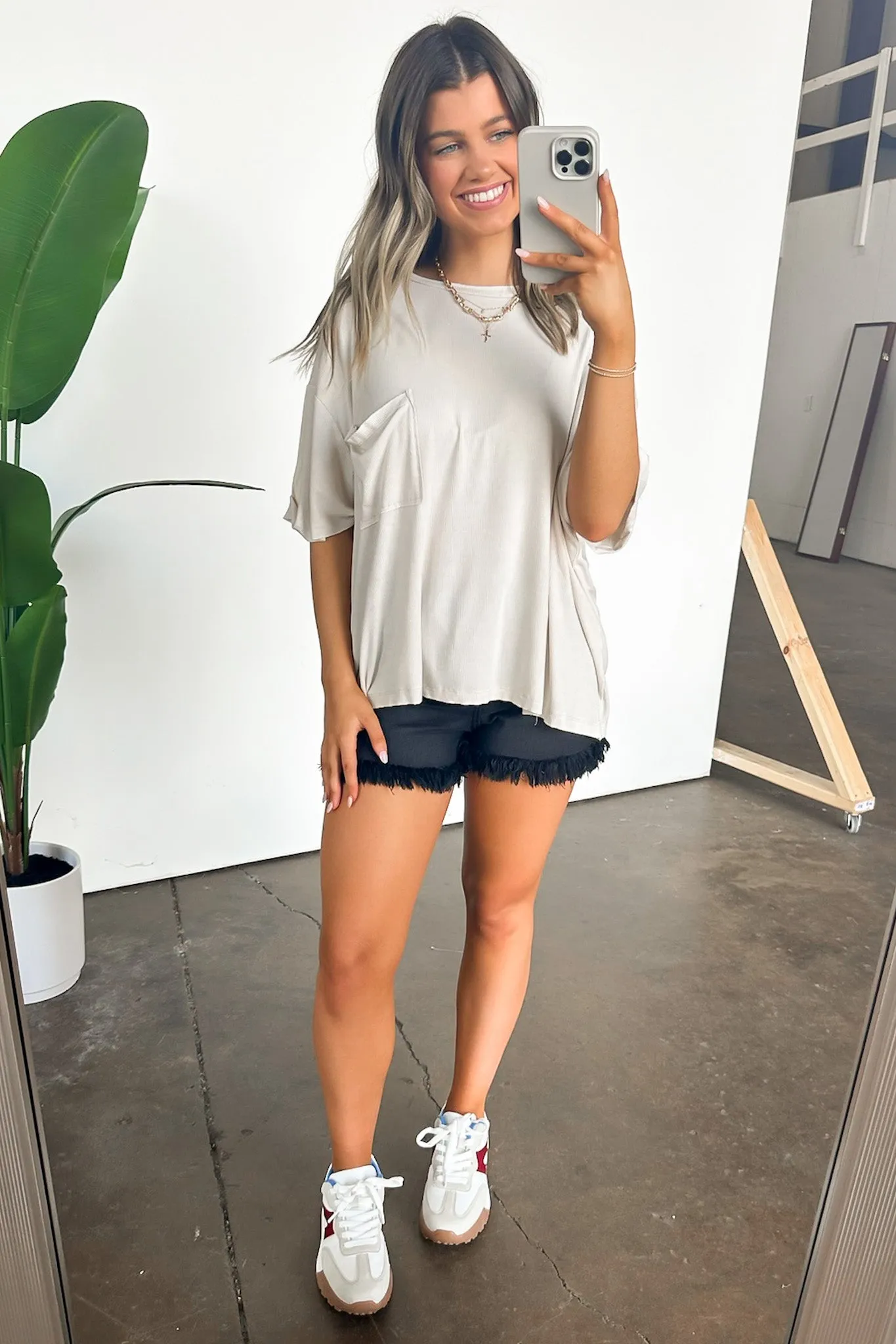 Rylee Mineral Wash Ribbed Relaxed Pocket Top - BACK IN STOCK