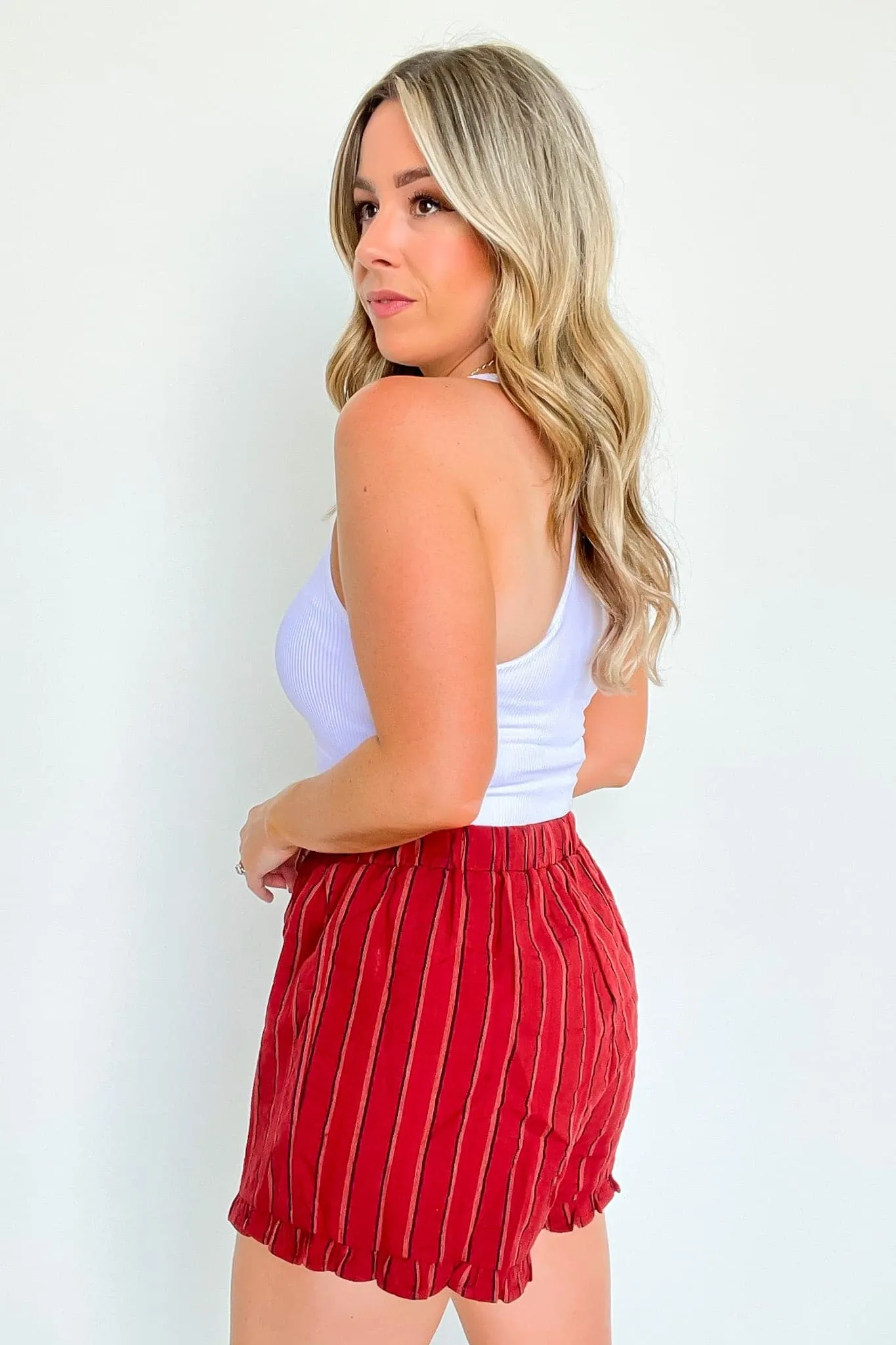 Sail West Striped Ruffle Shorts - FINAL SALE