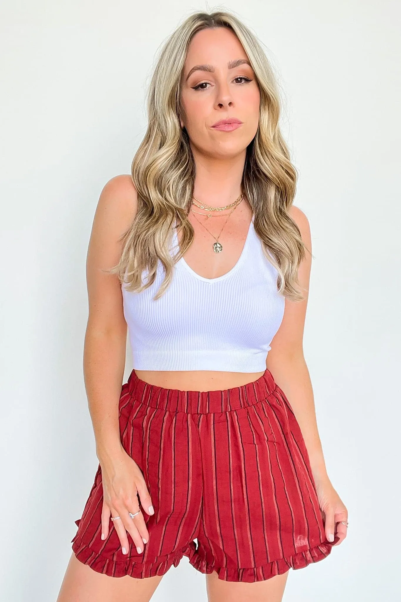 Sail West Striped Ruffle Shorts - FINAL SALE