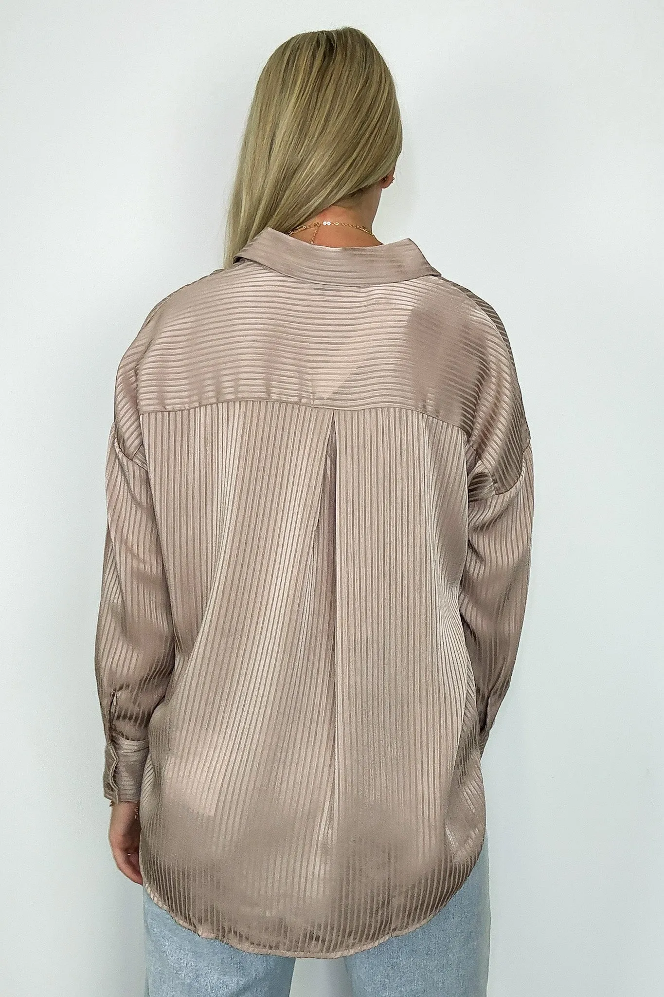 Samantha Satin Pinstripe Button Down Top - FINAL SALE