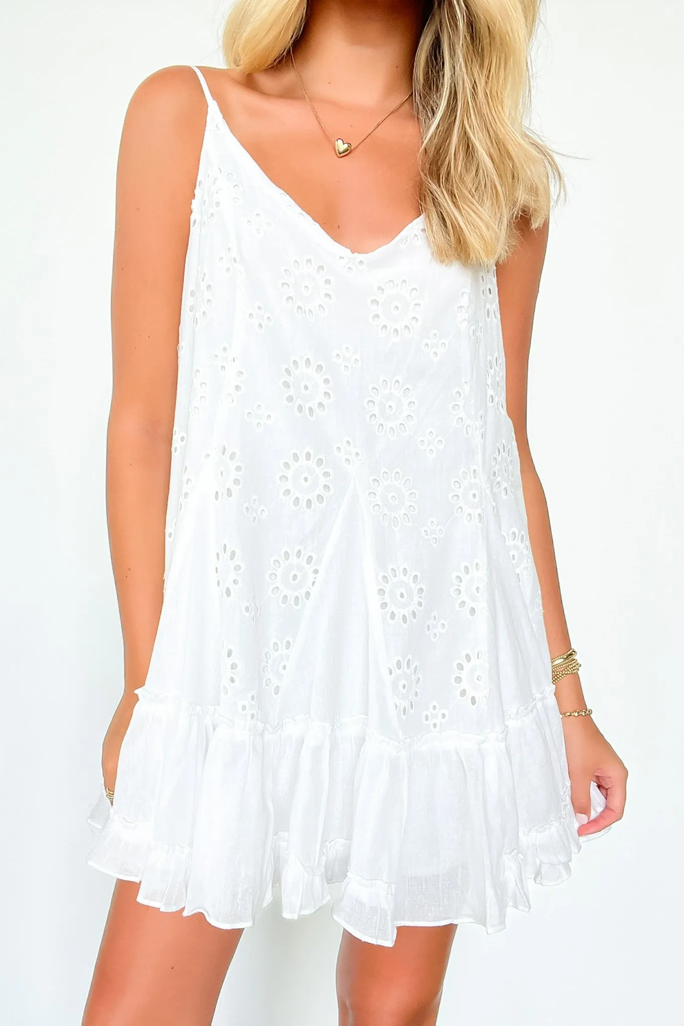 Sandria Eyelet Ruffle Hem Dress - FINAL SALE